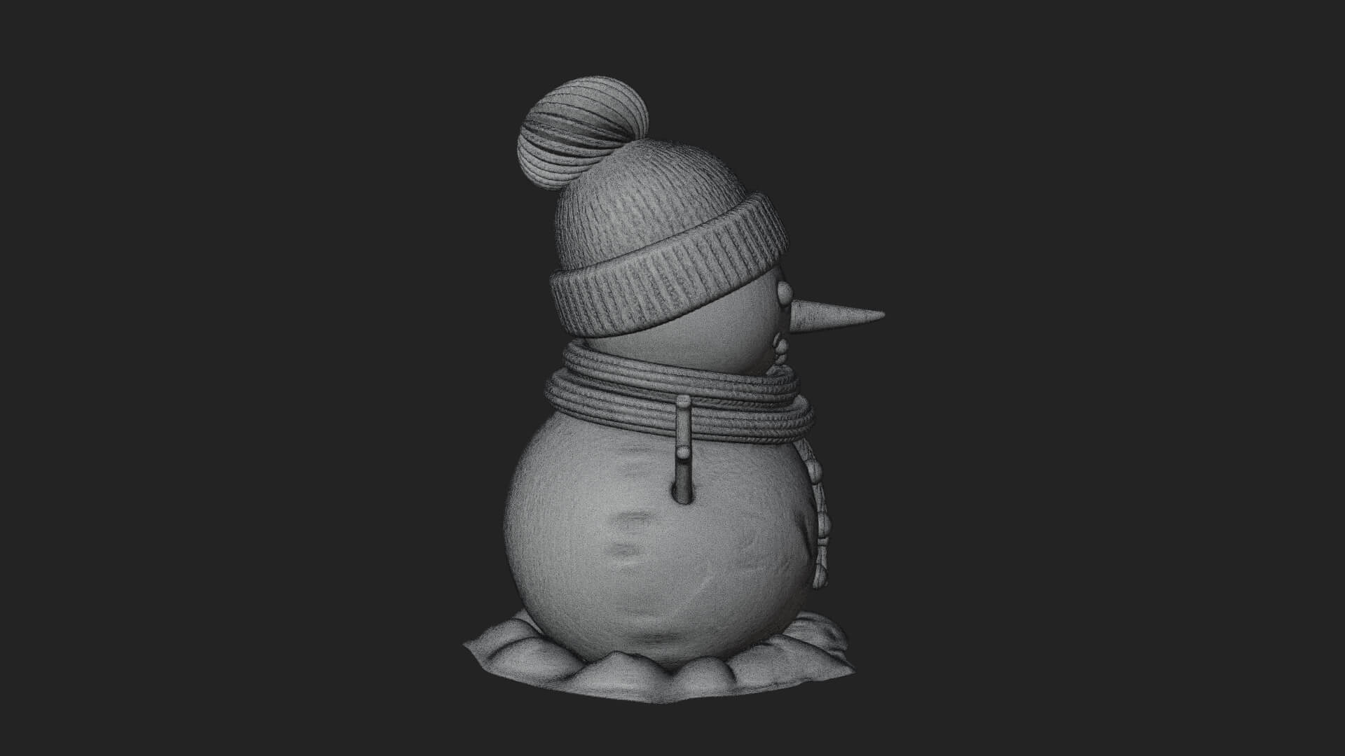 Knit Hat Snowman Statue Design 2 3D Print Model 3D Model