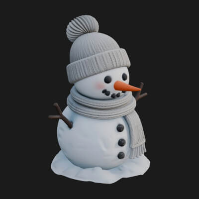 Knit Hat Snowman Statue Design 2 3D Print Model