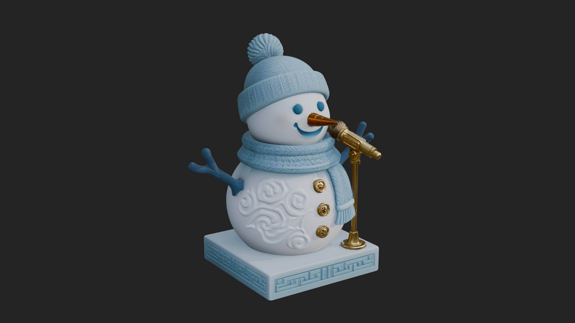 Knit Hat Snowman Statue Design 20 3D Print Model 3D Model