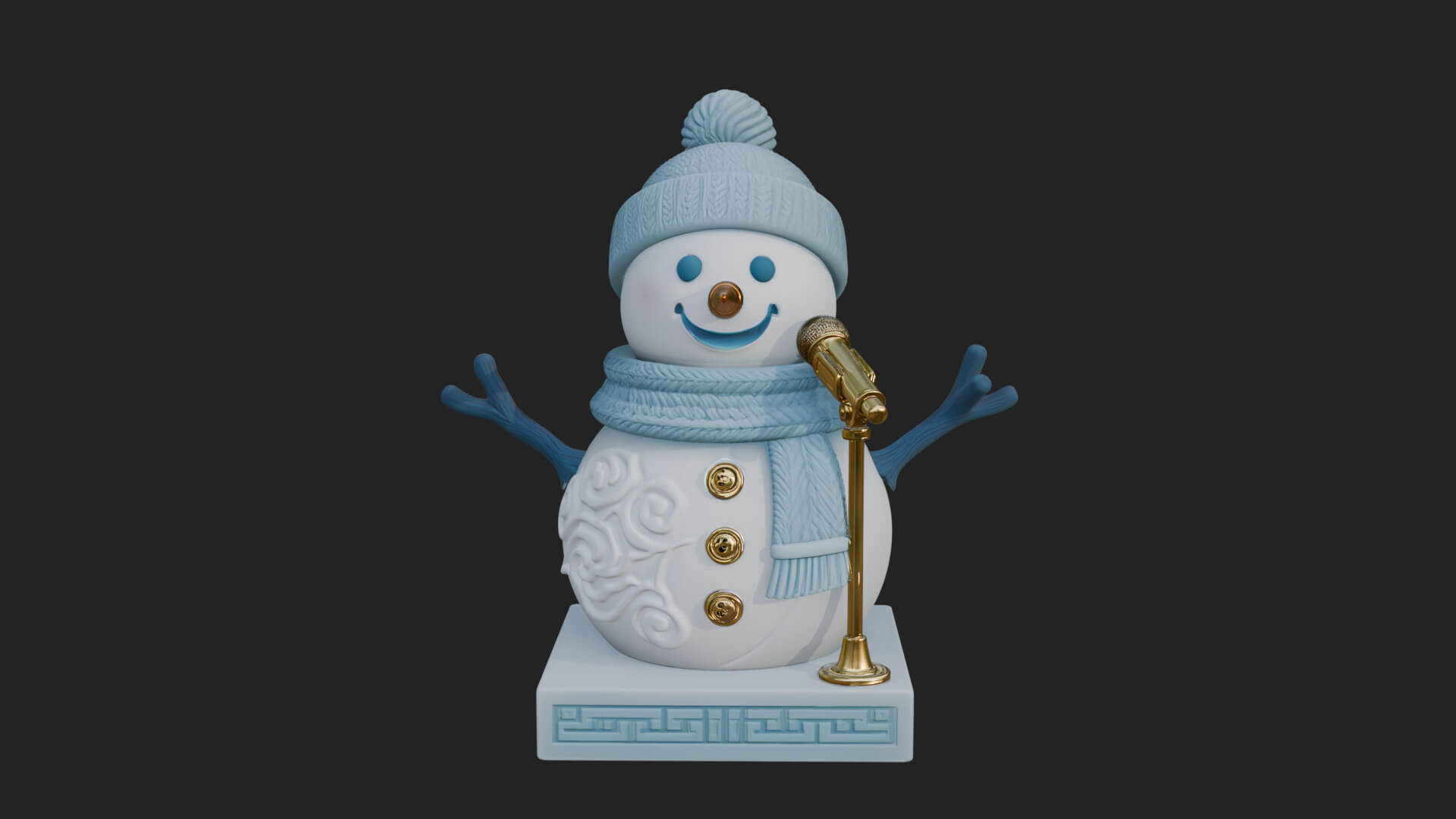 Knit Hat Snowman Statue Design 20 3D Print Model 3D Model