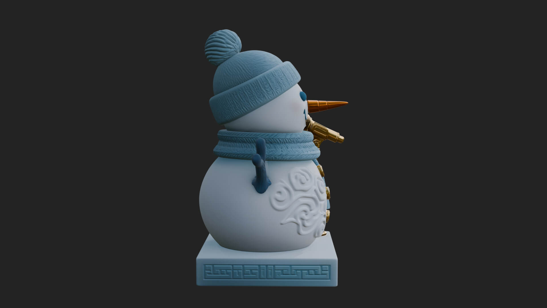Knit Hat Snowman Statue Design 20 3D Print Model 3D Model