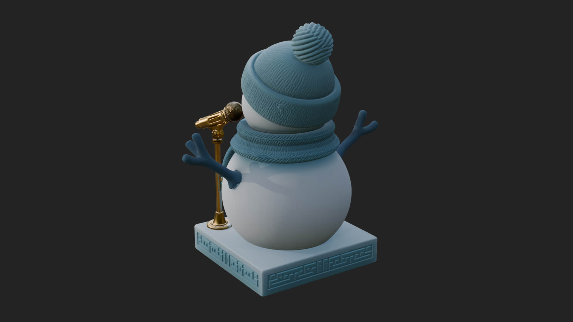 Knit Hat Snowman Statue Design 20 3D Print Model 3D Model