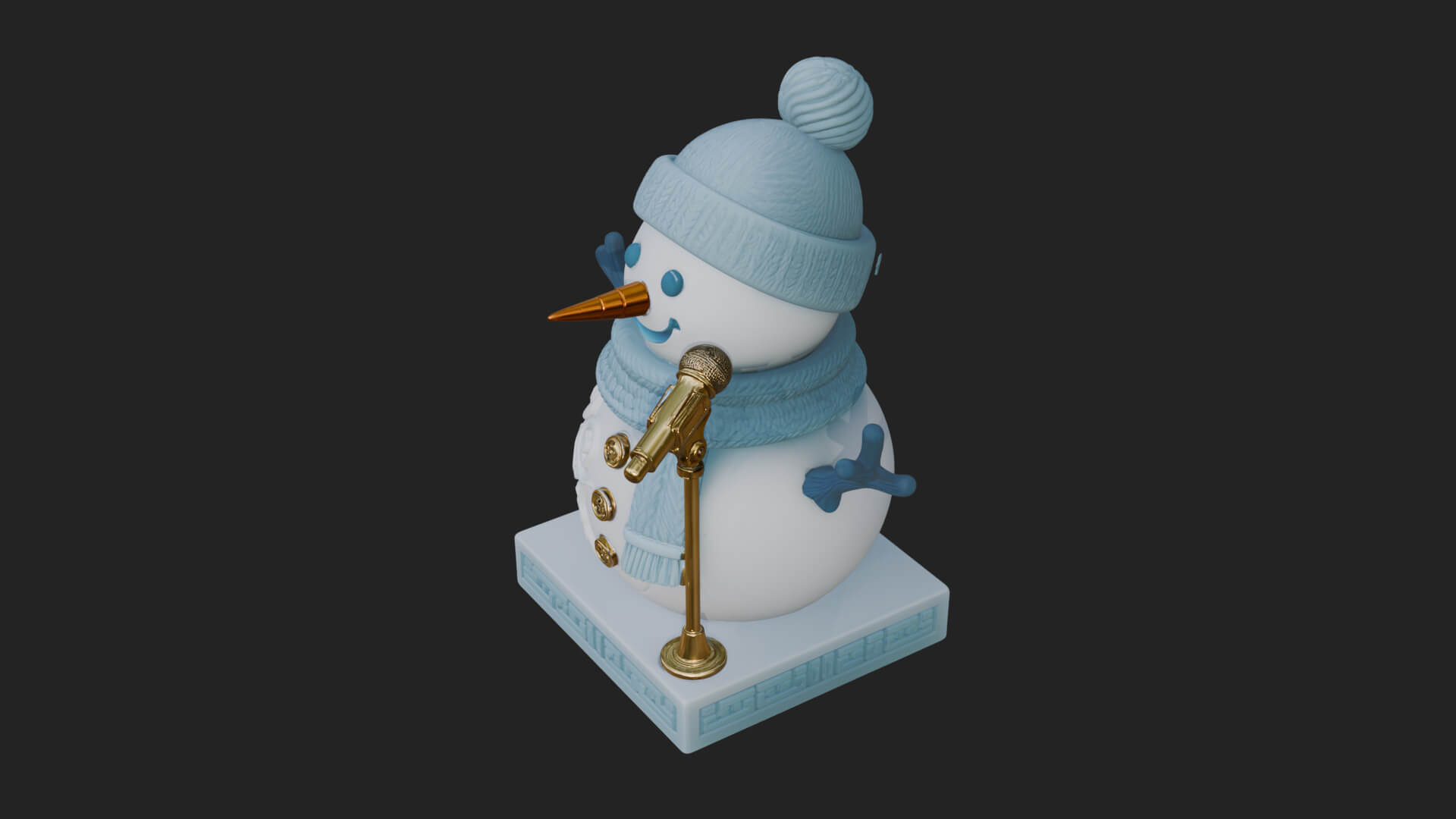 Knit Hat Snowman Statue Design 20 3D Print Model 3D Model