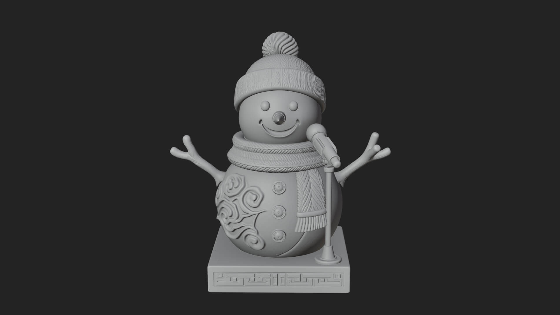 Knit Hat Snowman Statue Design 20 3D Print Model 3D Model