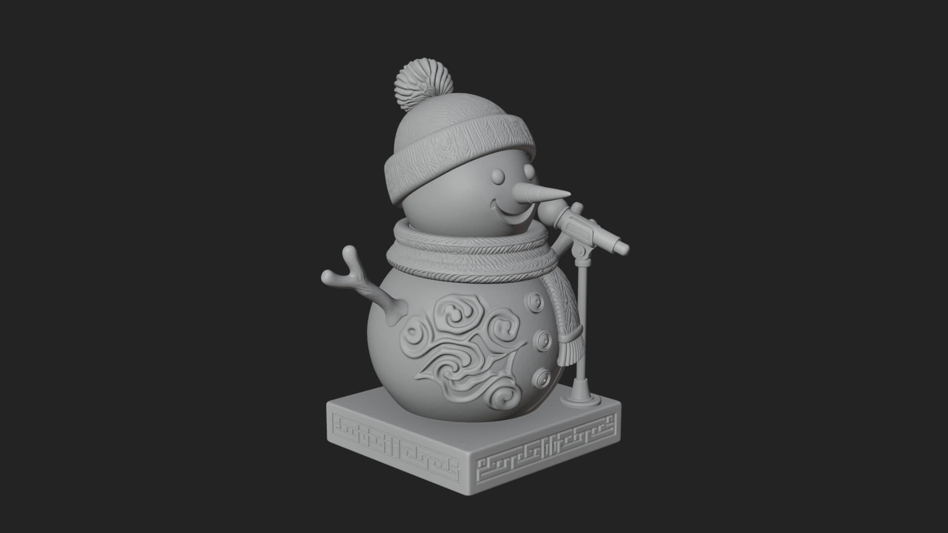 Knit Hat Snowman Statue Design 20 3D Print Model 3D Model
