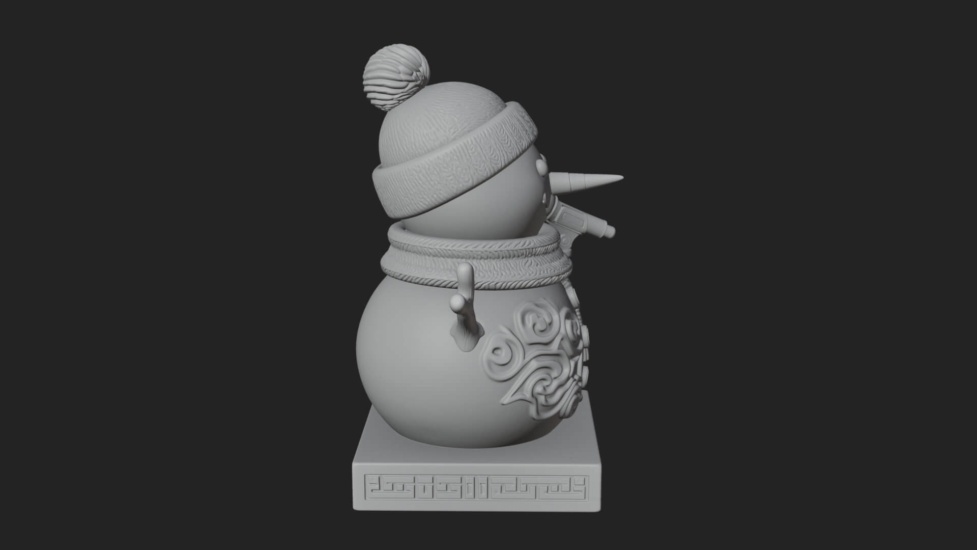 Knit Hat Snowman Statue Design 20 3D Print Model 3D Model