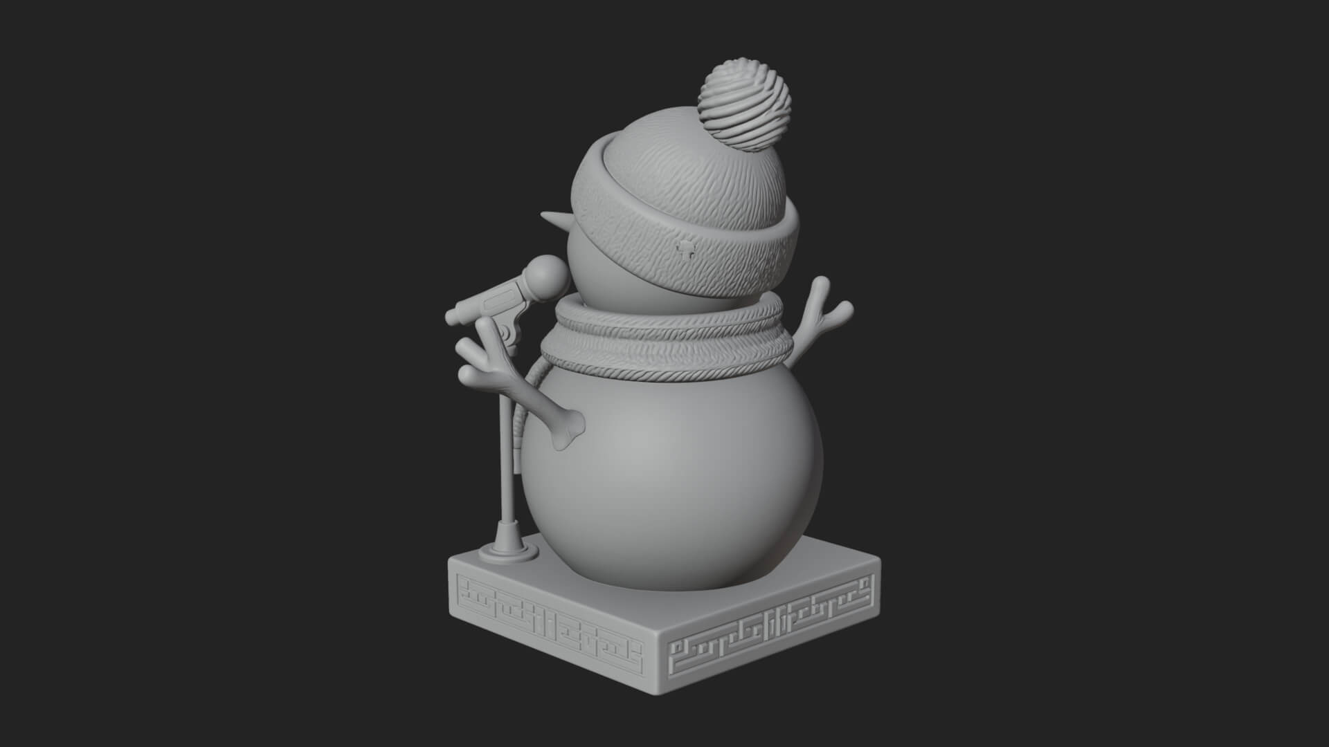 Knit Hat Snowman Statue Design 20 3D Print Model 3D Model