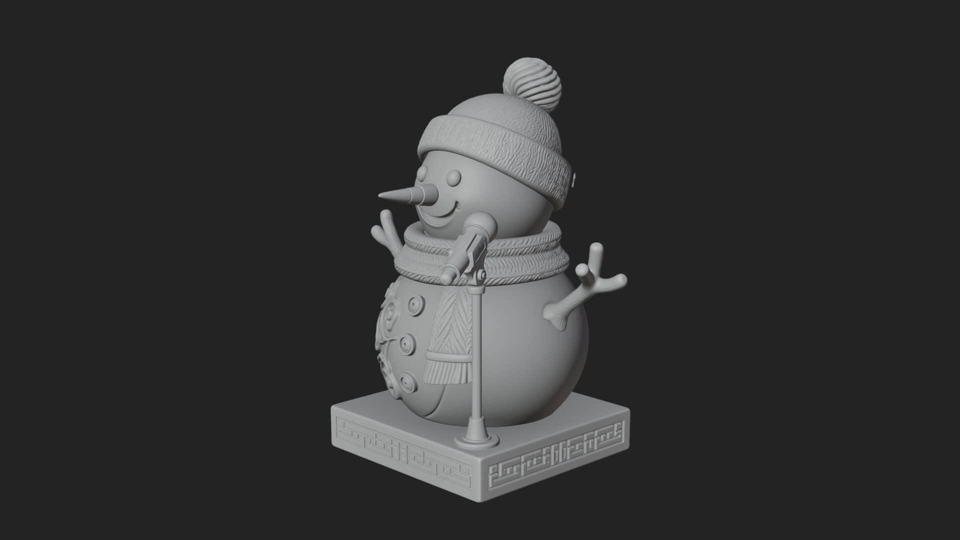 Knit Hat Snowman Statue Design 20 3D Print Model 3D Model