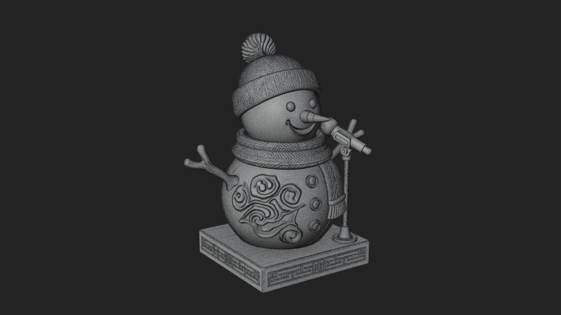 Knit Hat Snowman Statue Design 20 3D Print Model 3D Model