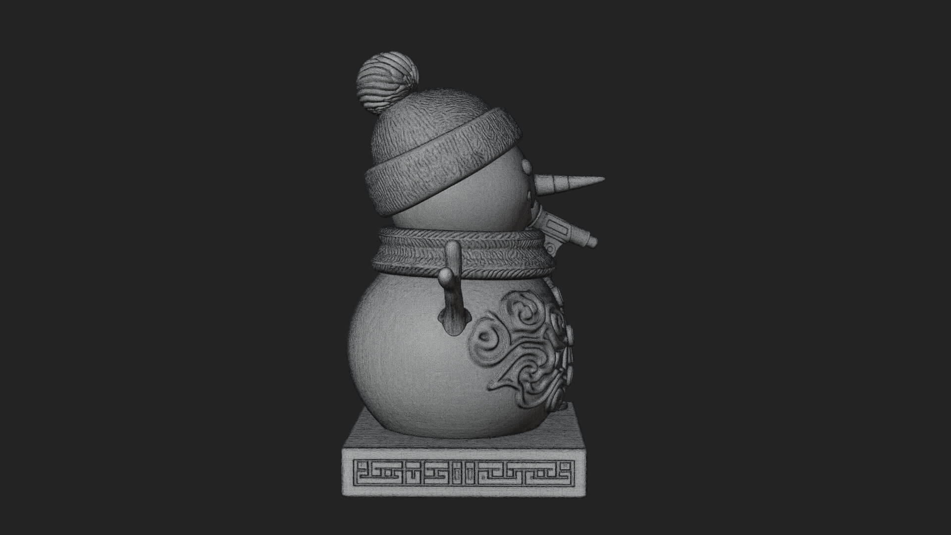 Knit Hat Snowman Statue Design 20 3D Print Model 3D Model