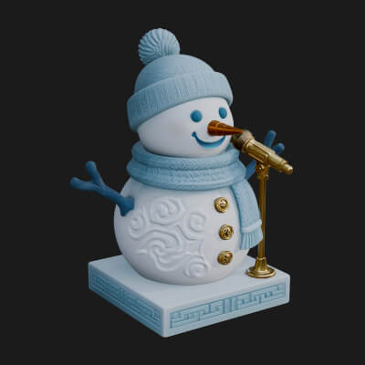 Knit Hat Snowman Statue Design 20 3D Print Model
