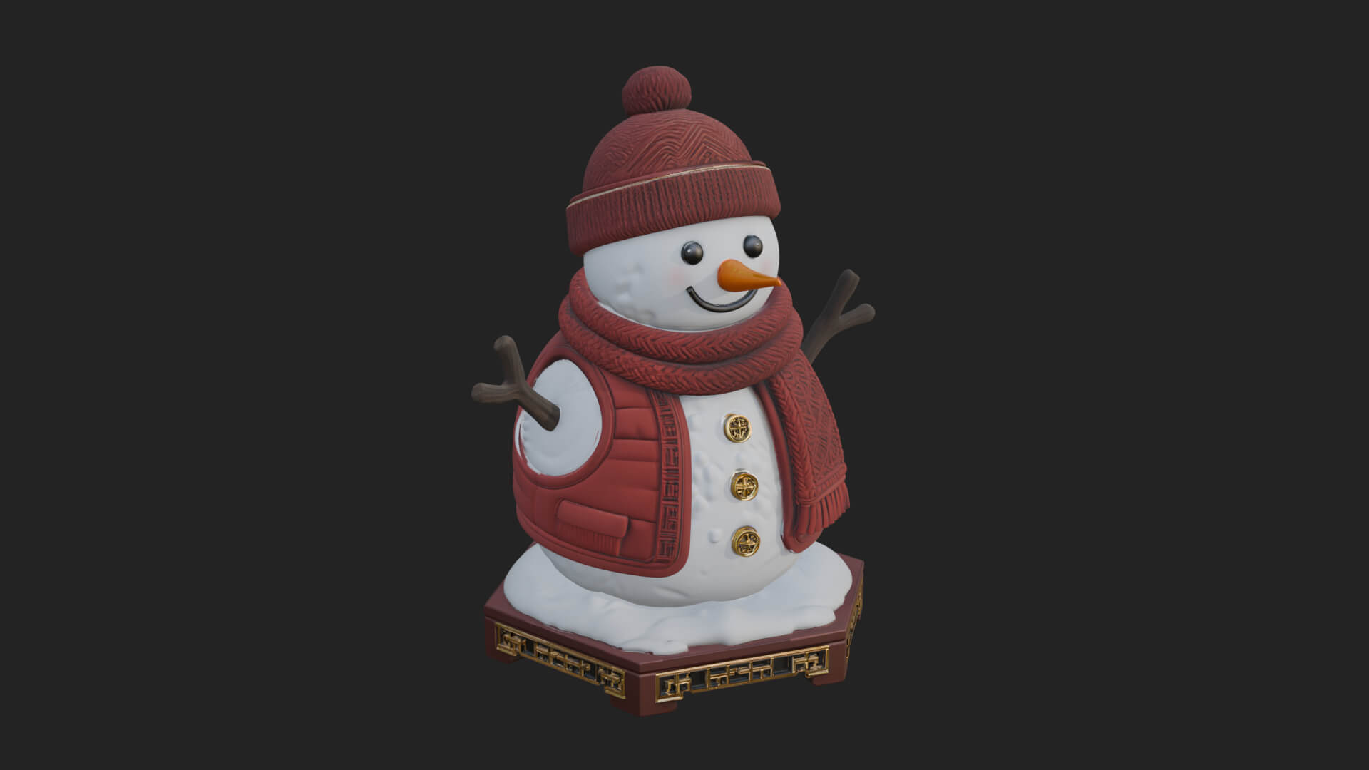 Knit Hat Snowman Statue Design 21 3D Print Model 3D Model