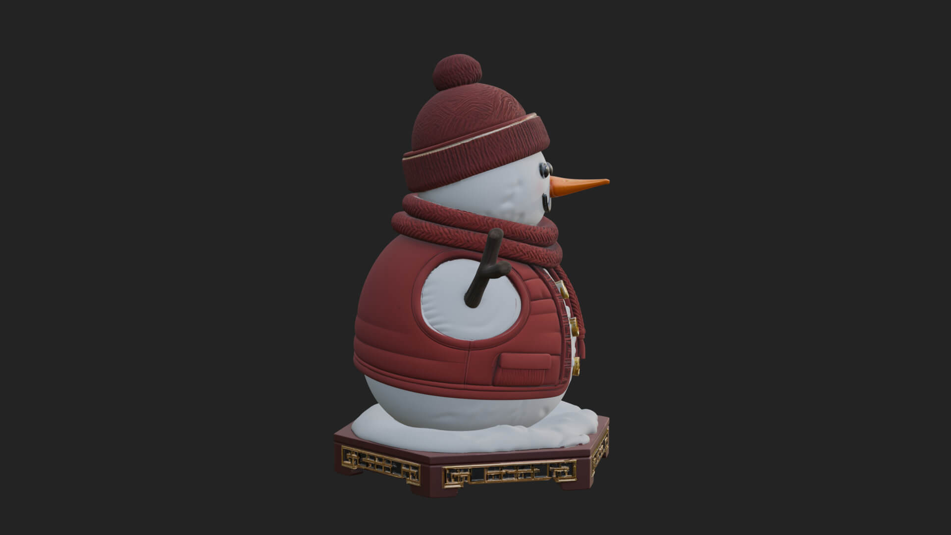 Knit Hat Snowman Statue Design 21 3D Print Model 3D Model