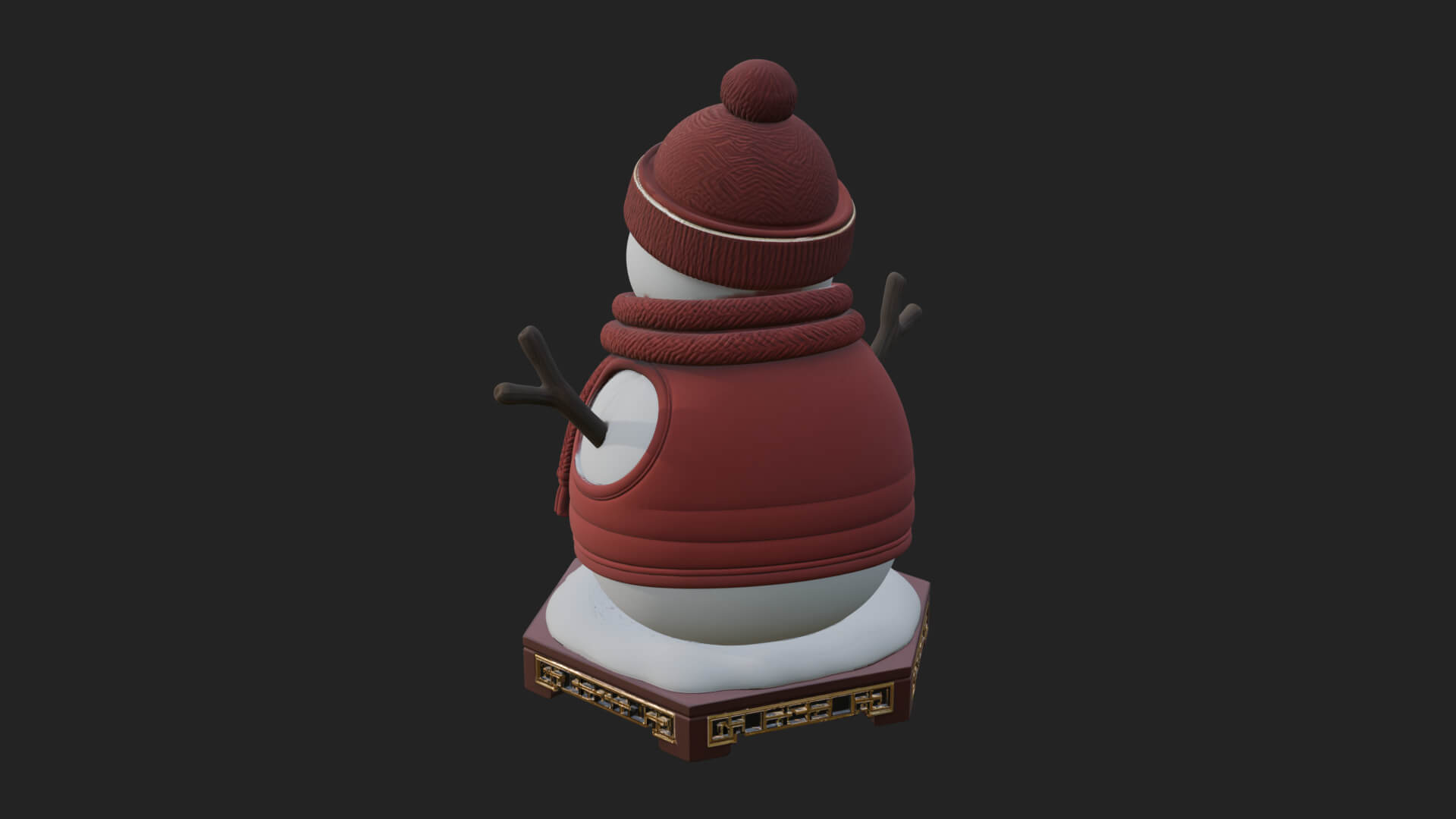 Knit Hat Snowman Statue Design 21 3D Print Model 3D Model