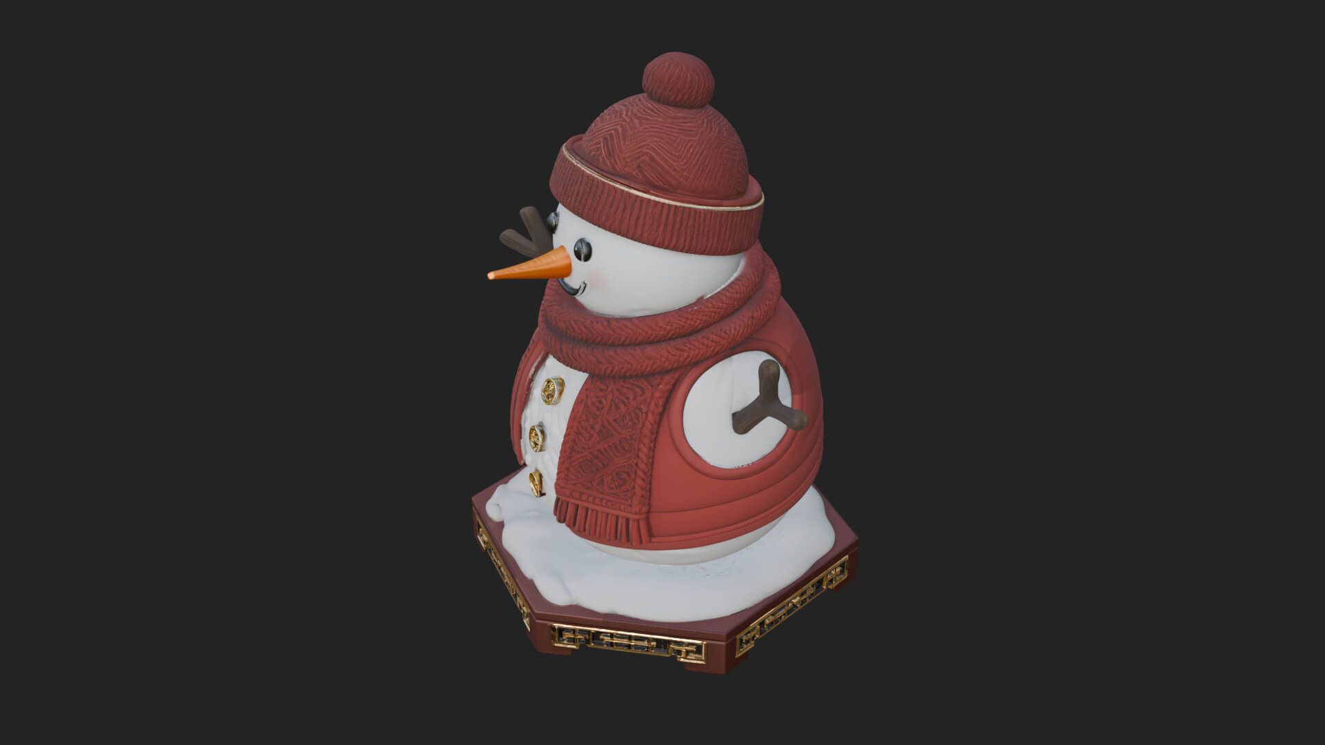 Knit Hat Snowman Statue Design 21 3D Print Model 3D Model