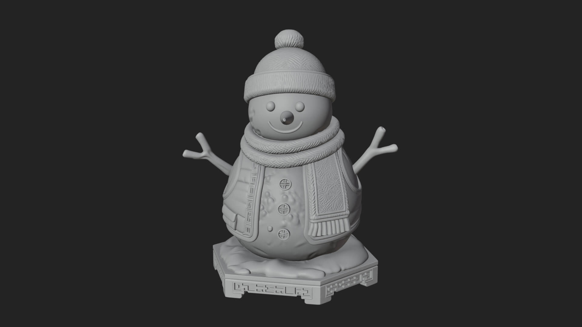 Knit Hat Snowman Statue Design 21 3D Print Model 3D Model