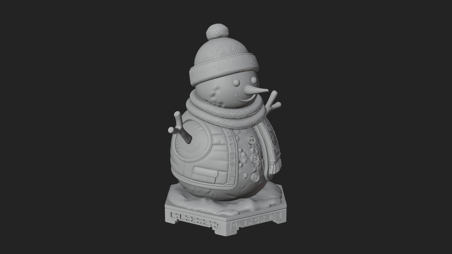 Knit Hat Snowman Statue Design 21 3D Print Model 3D Model