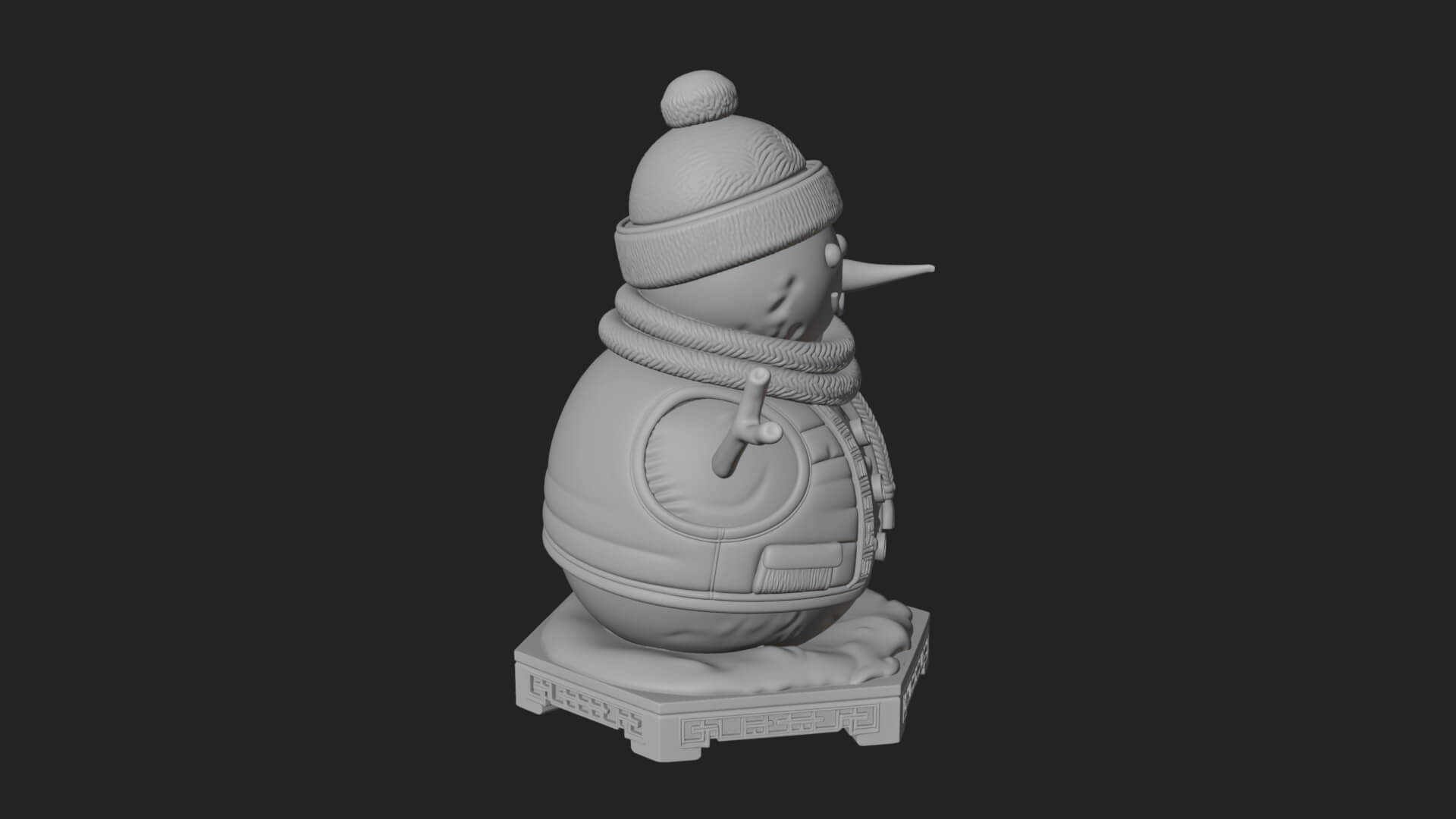 Knit Hat Snowman Statue Design 21 3D Print Model 3D Model