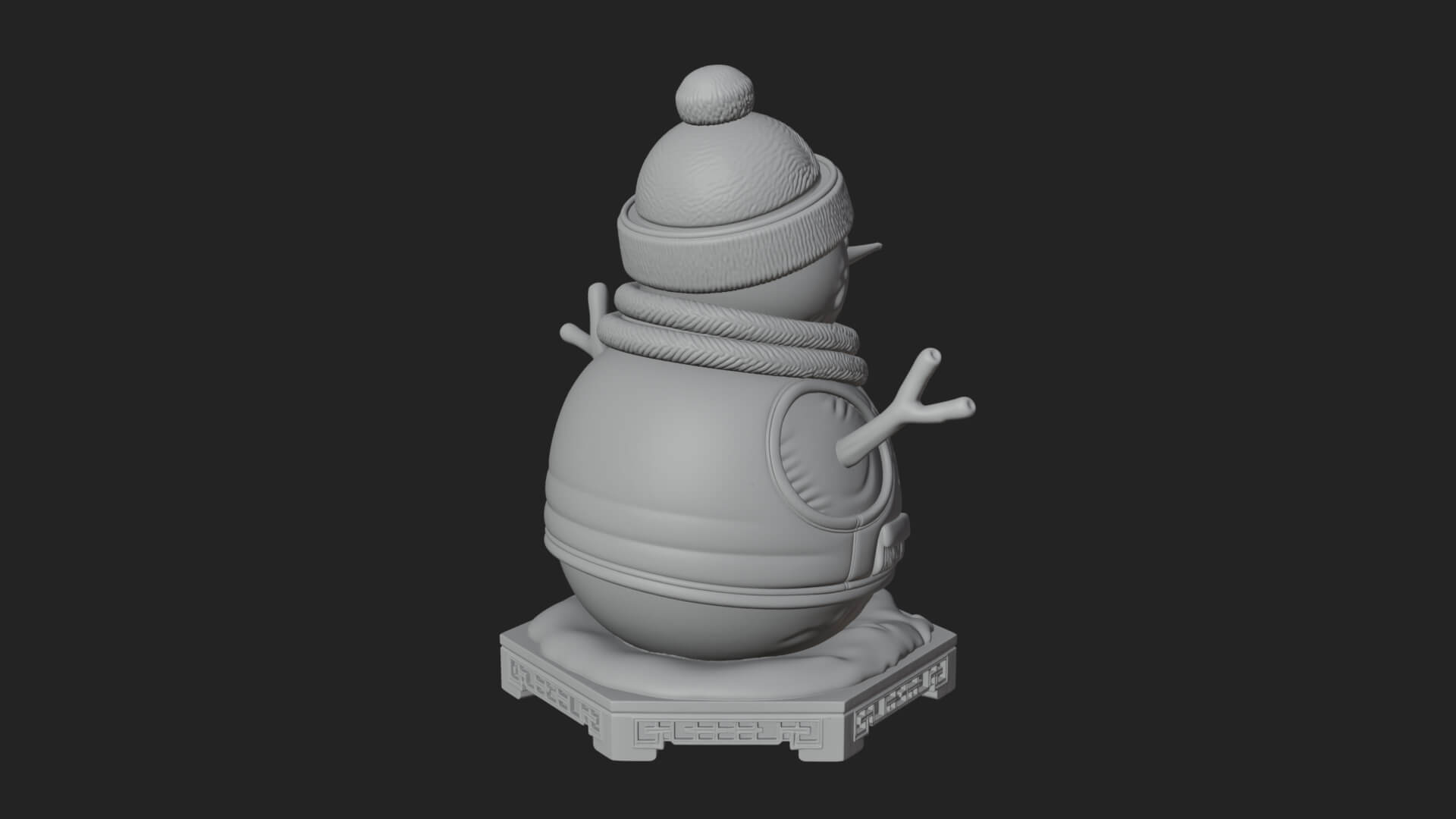 Knit Hat Snowman Statue Design 21 3D Print Model 3D Model