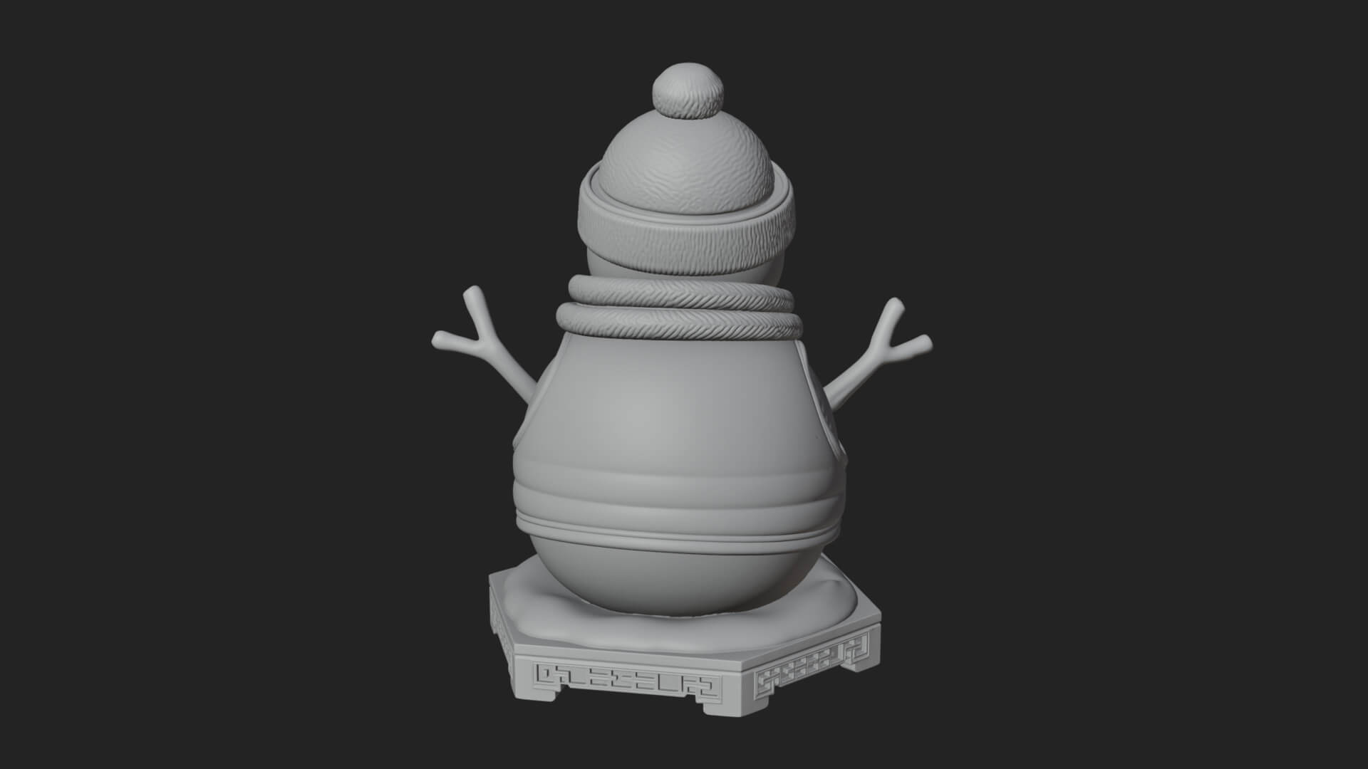 Knit Hat Snowman Statue Design 21 3D Print Model 3D Model
