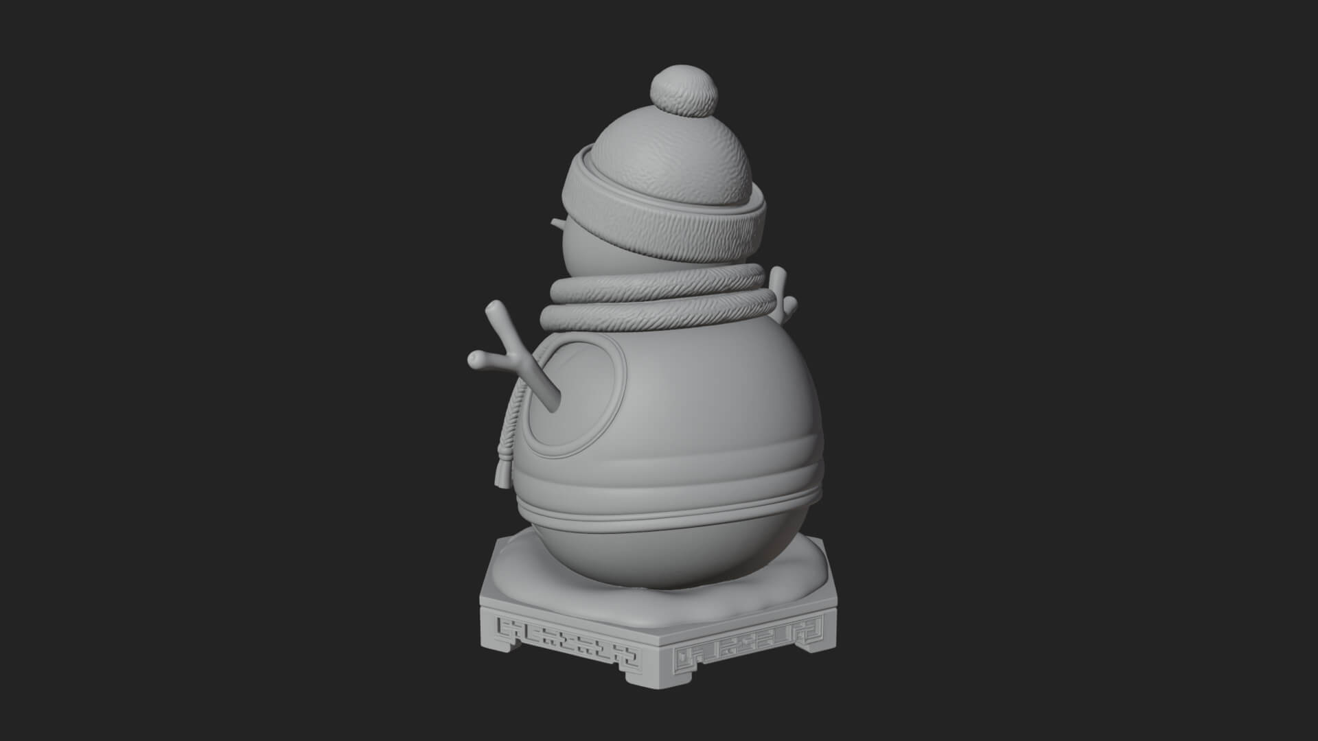 Knit Hat Snowman Statue Design 21 3D Print Model 3D Model