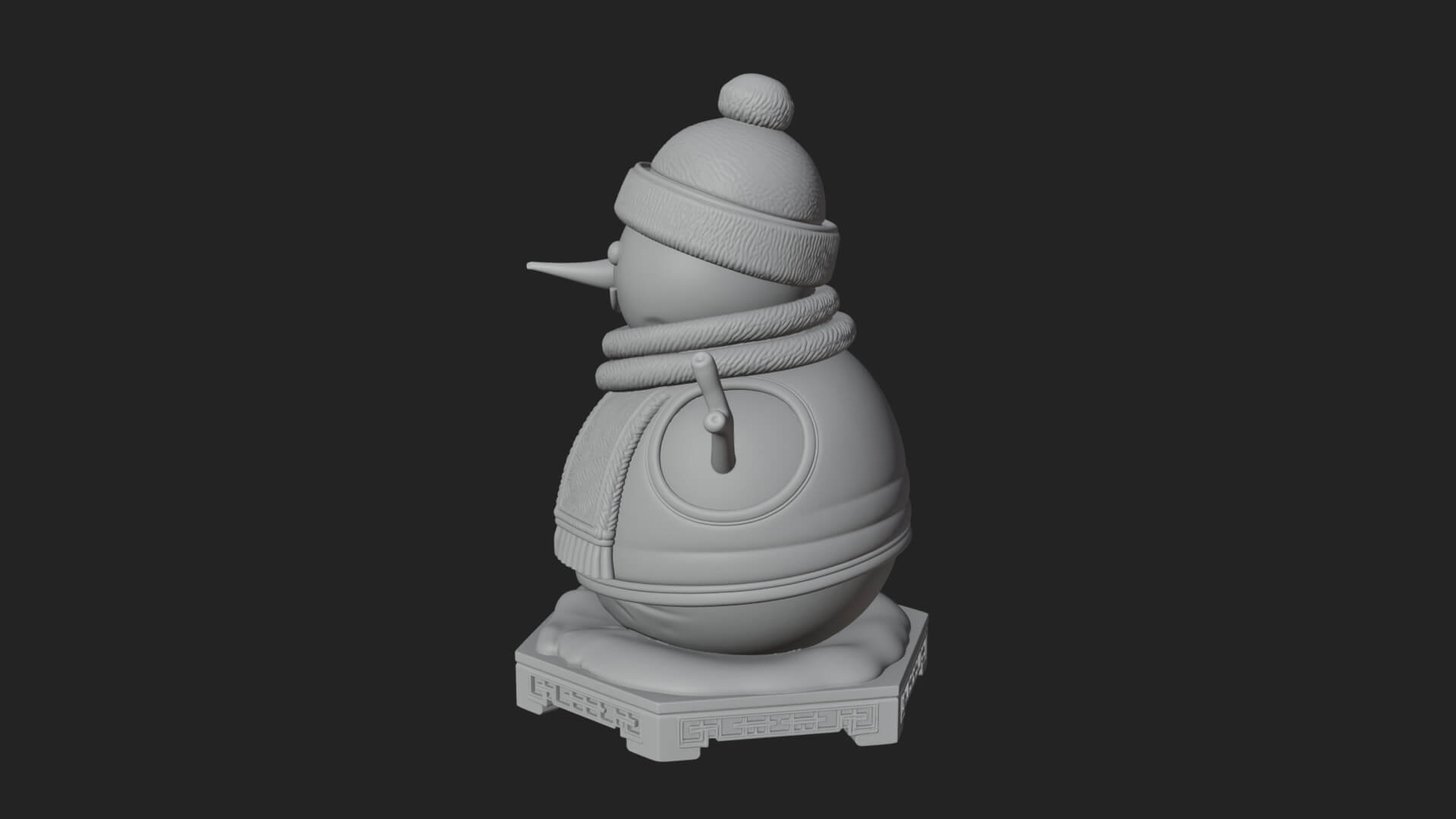 Knit Hat Snowman Statue Design 21 3D Print Model 3D Model