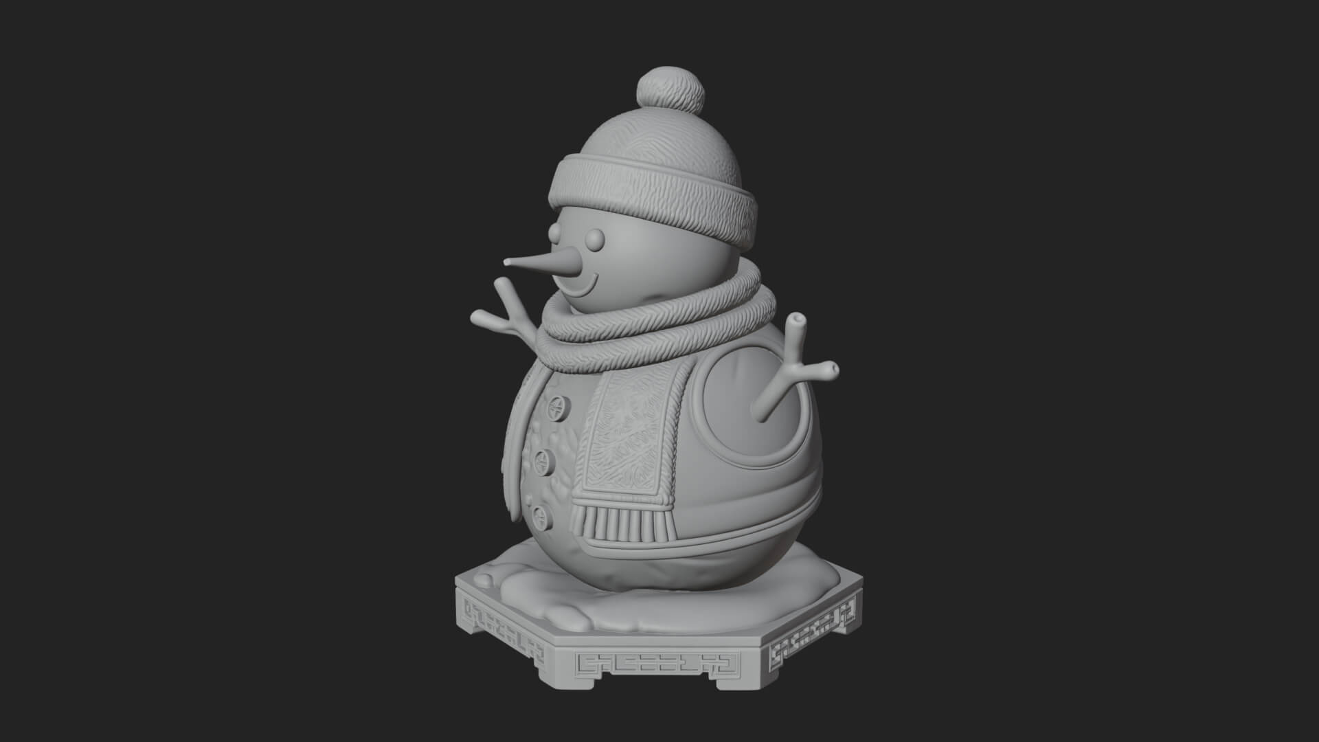 Knit Hat Snowman Statue Design 21 3D Print Model 3D Model