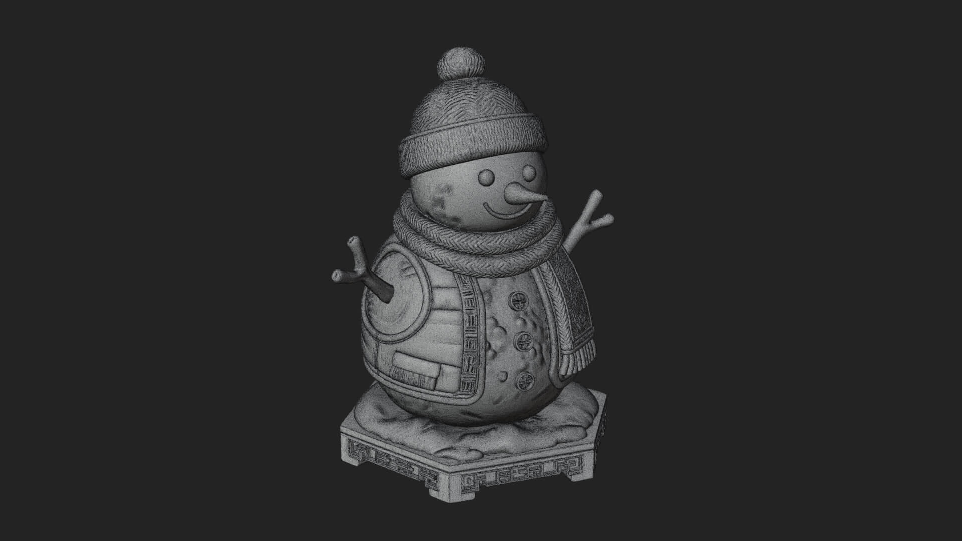 Knit Hat Snowman Statue Design 21 3D Print Model 3D Model