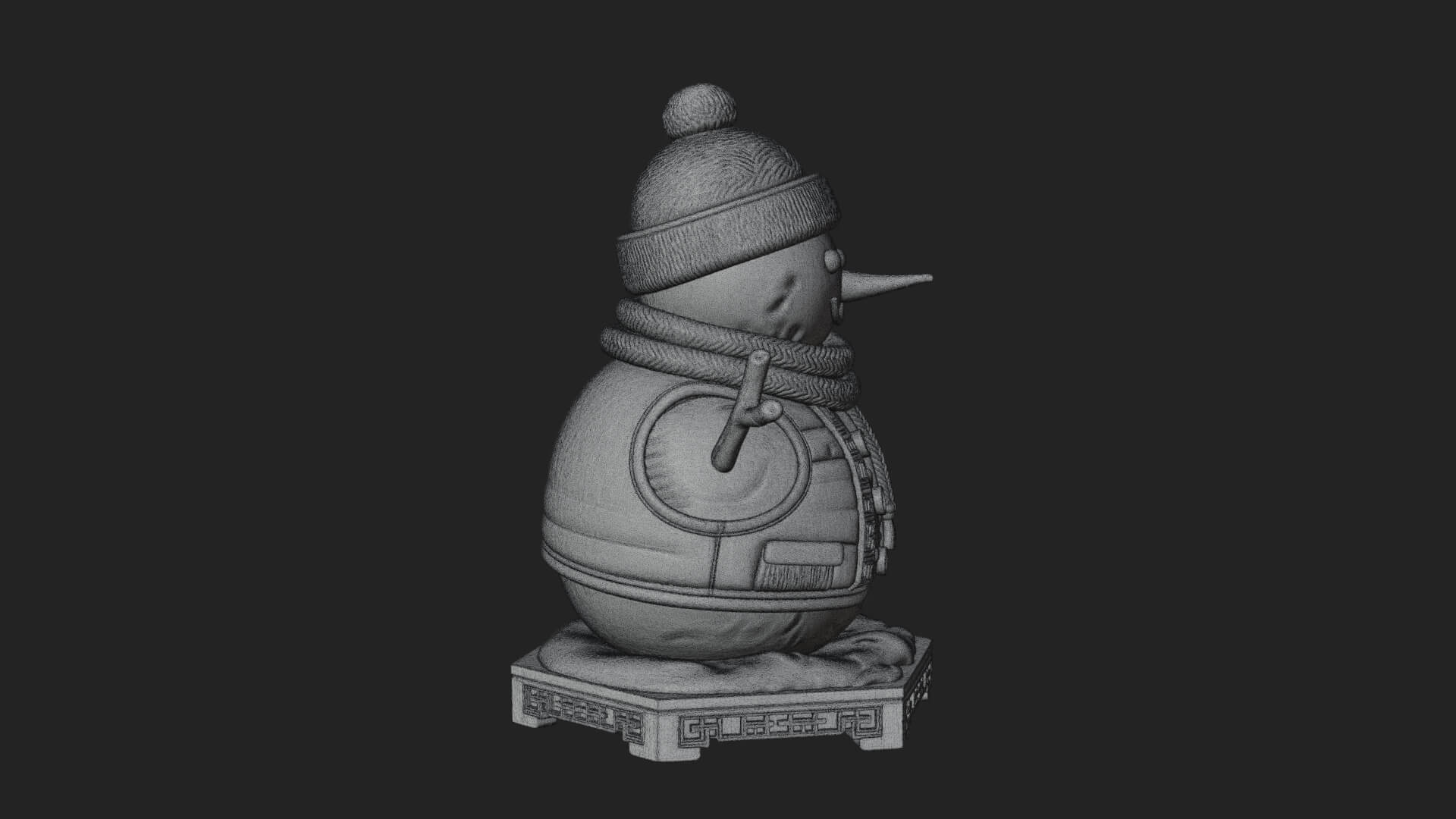 Knit Hat Snowman Statue Design 21 3D Print Model 3D Model