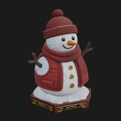 Knit Hat Snowman Statue Design 21 3D Print Model