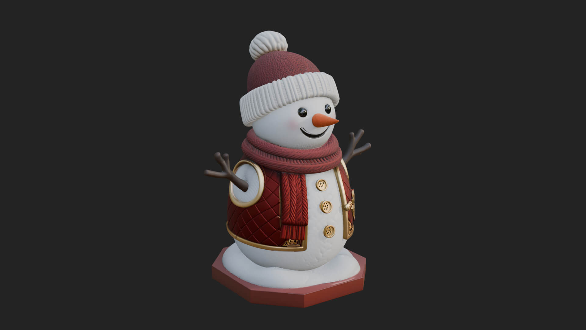 Knit Hat Snowman Statue Design 22 3D Print Model 3D Model