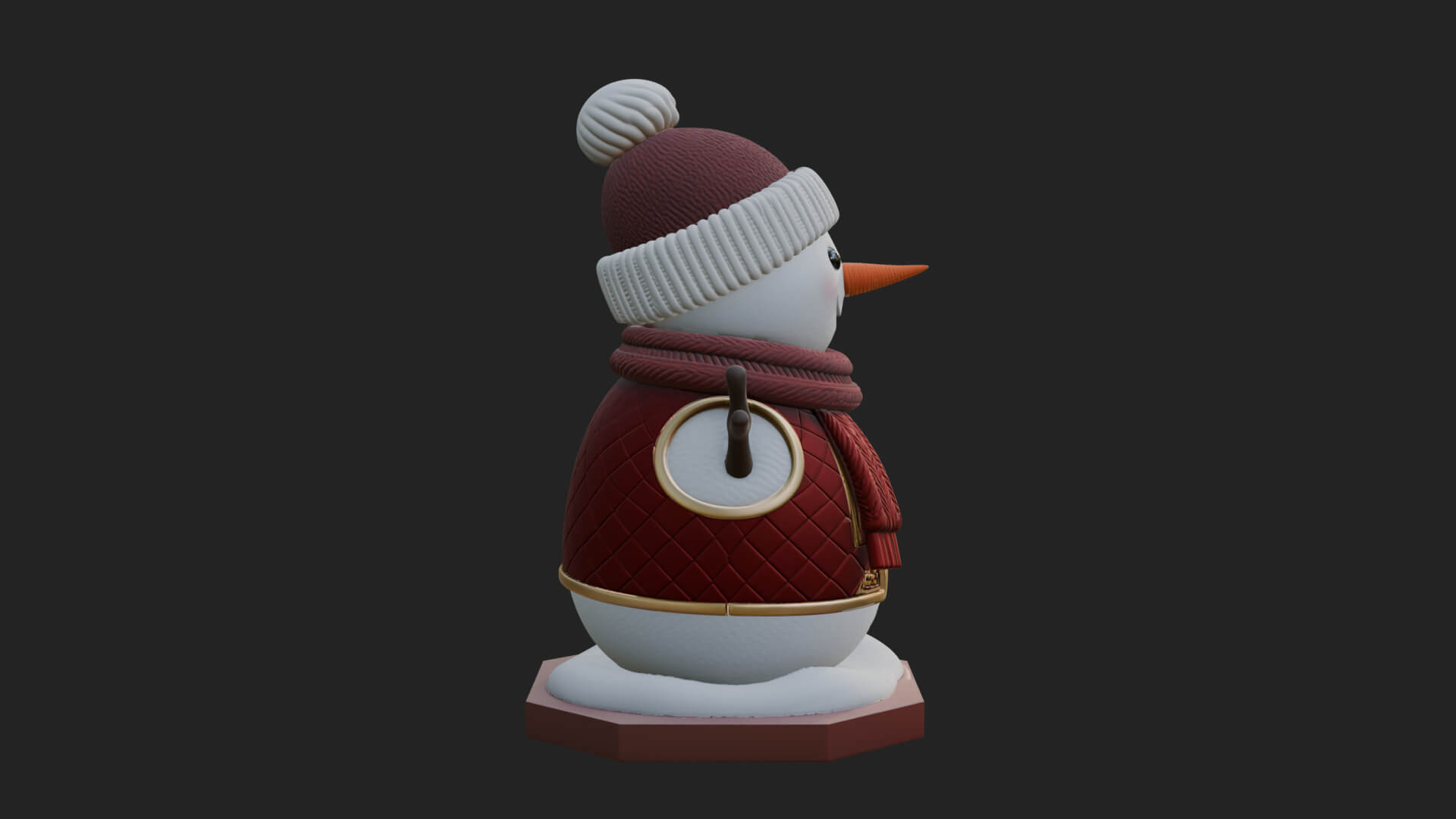 Knit Hat Snowman Statue Design 22 3D Print Model 3D Model