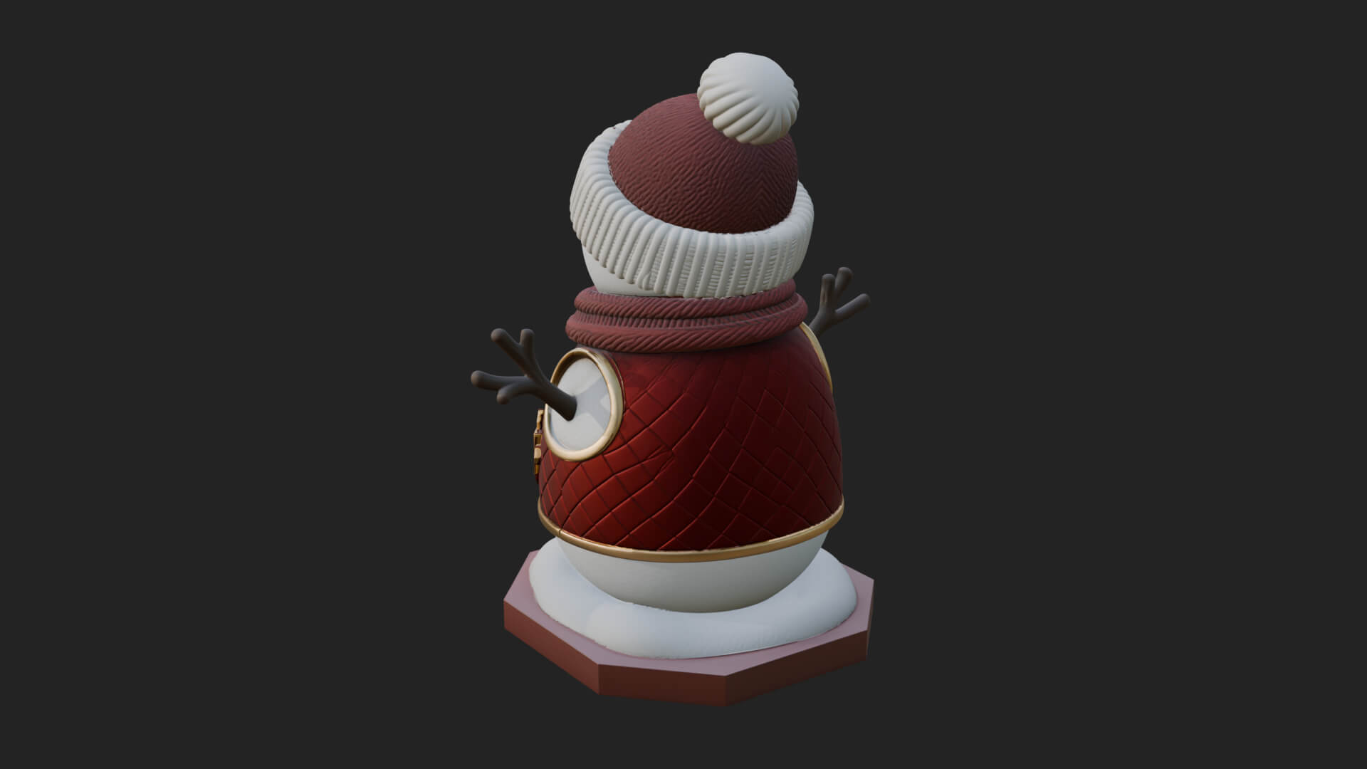 Knit Hat Snowman Statue Design 22 3D Print Model 3D Model