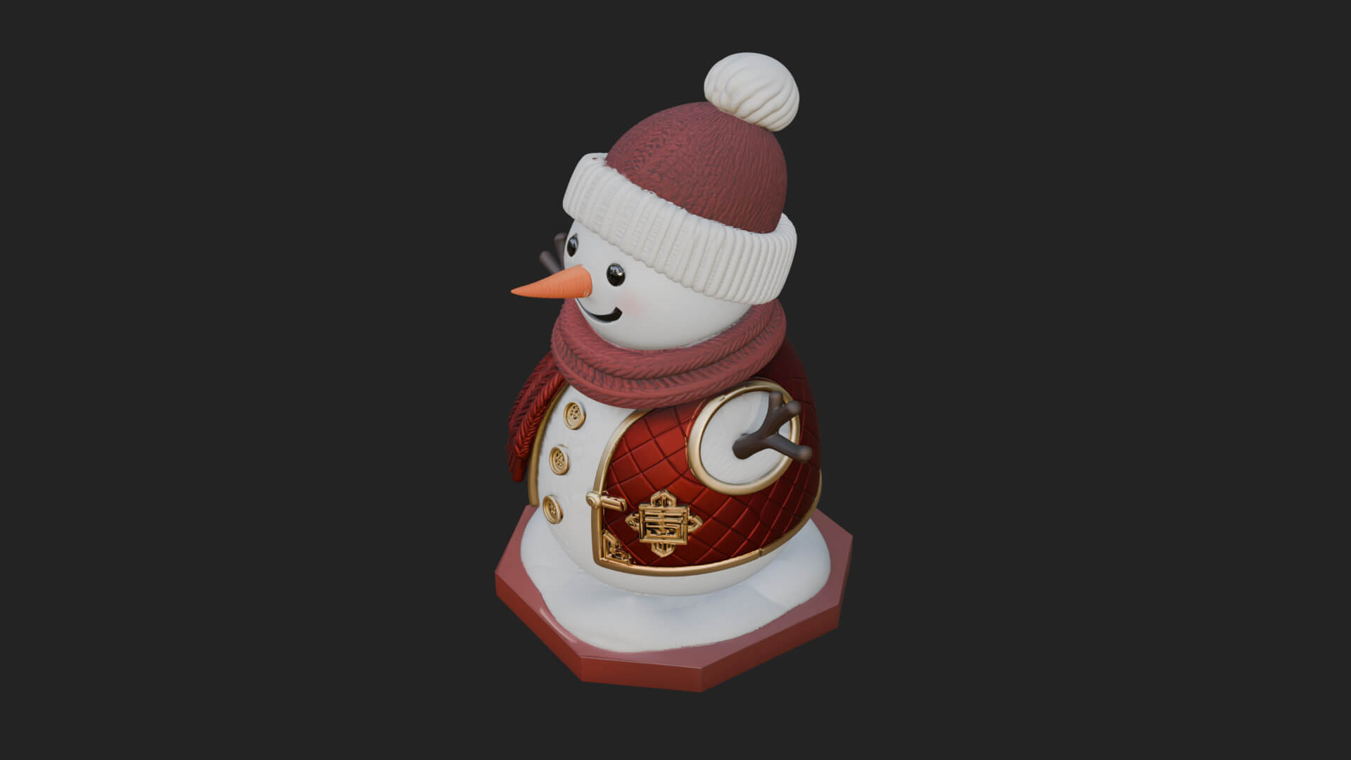 Knit Hat Snowman Statue Design 22 3D Print Model 3D Model