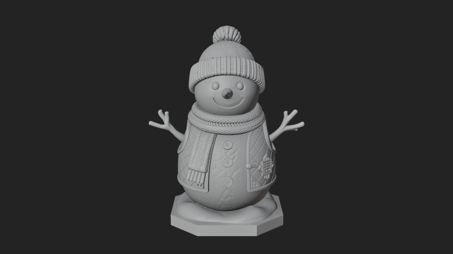Knit Hat Snowman Statue Design 22 3D Print Model 3D Model