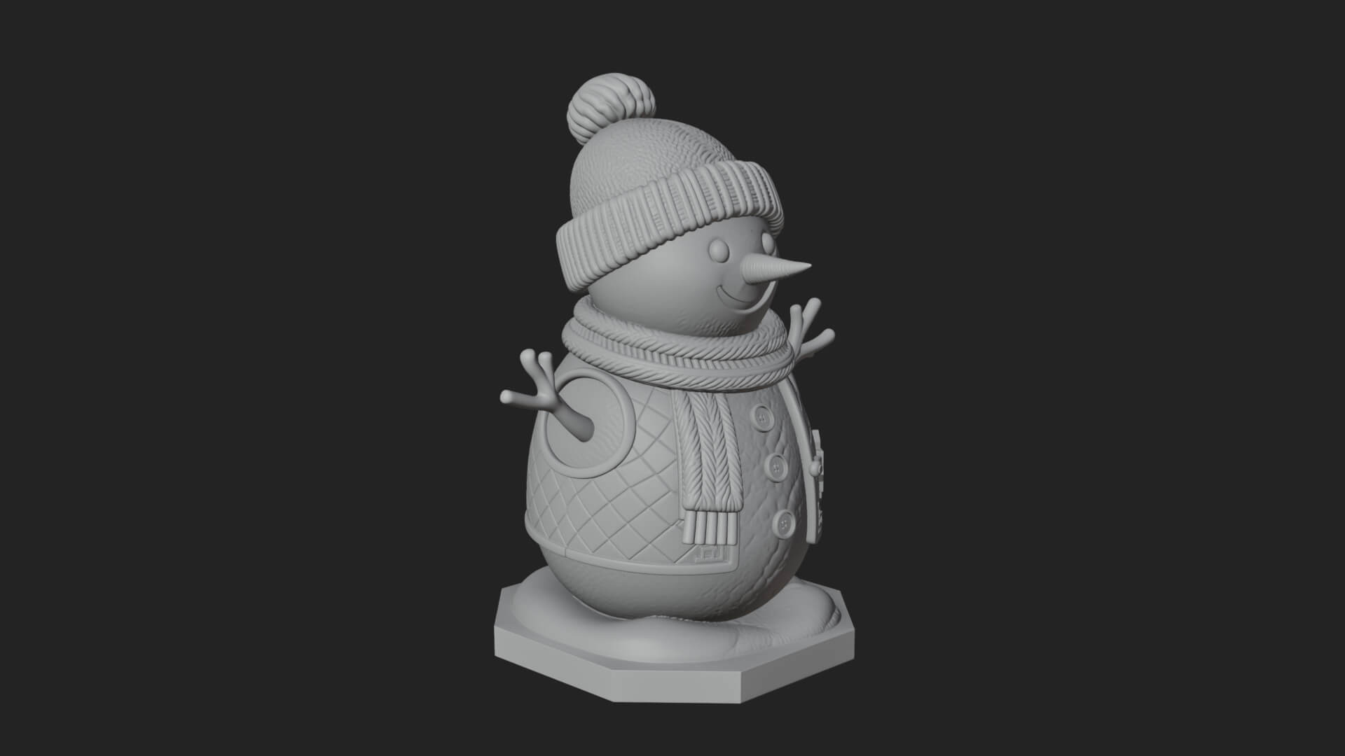 Knit Hat Snowman Statue Design 22 3D Print Model 3D Model