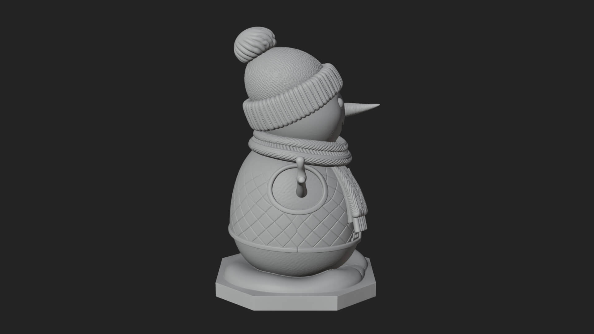 Knit Hat Snowman Statue Design 22 3D Print Model 3D Model