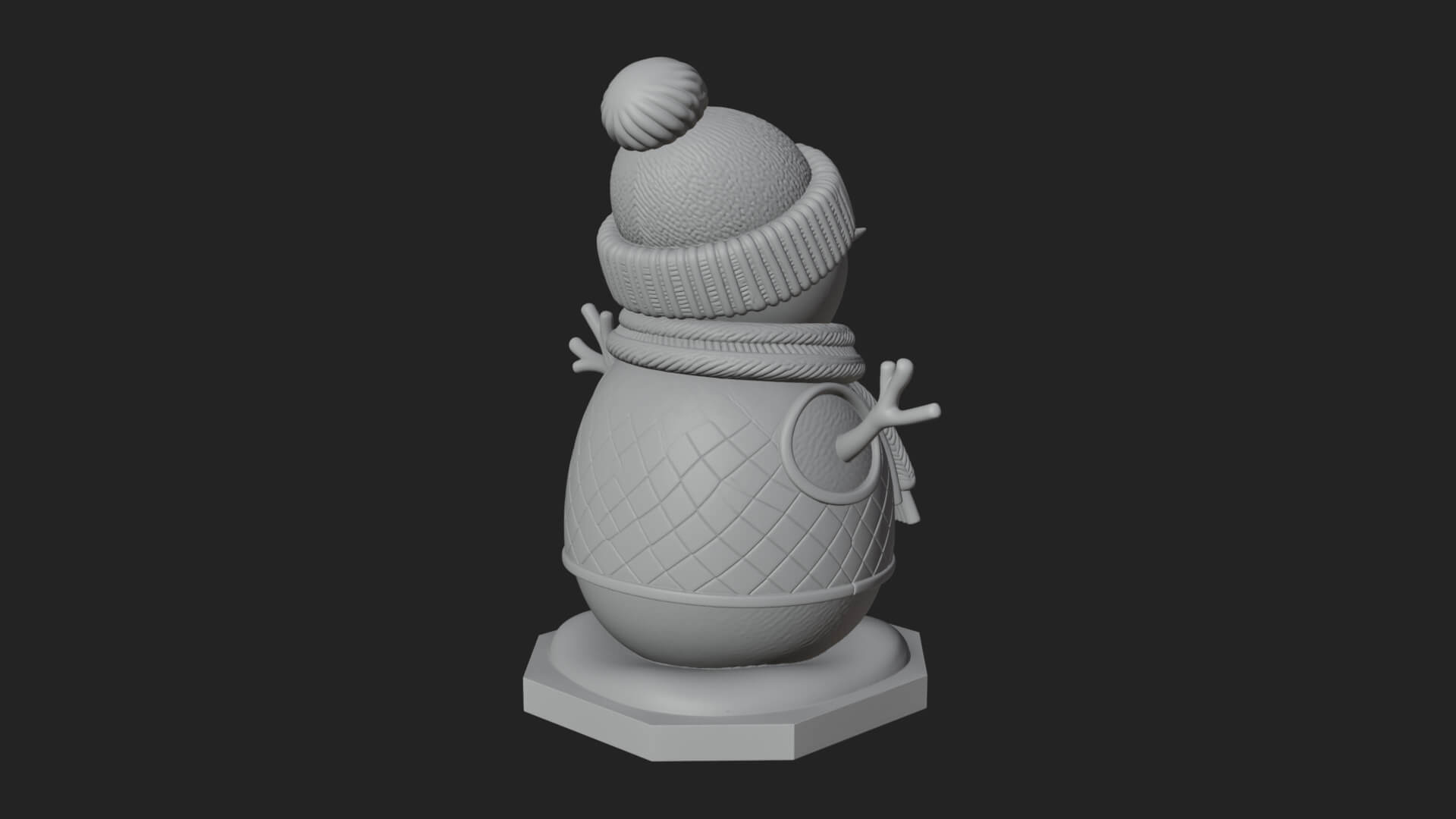 Knit Hat Snowman Statue Design 22 3D Print Model 3D Model