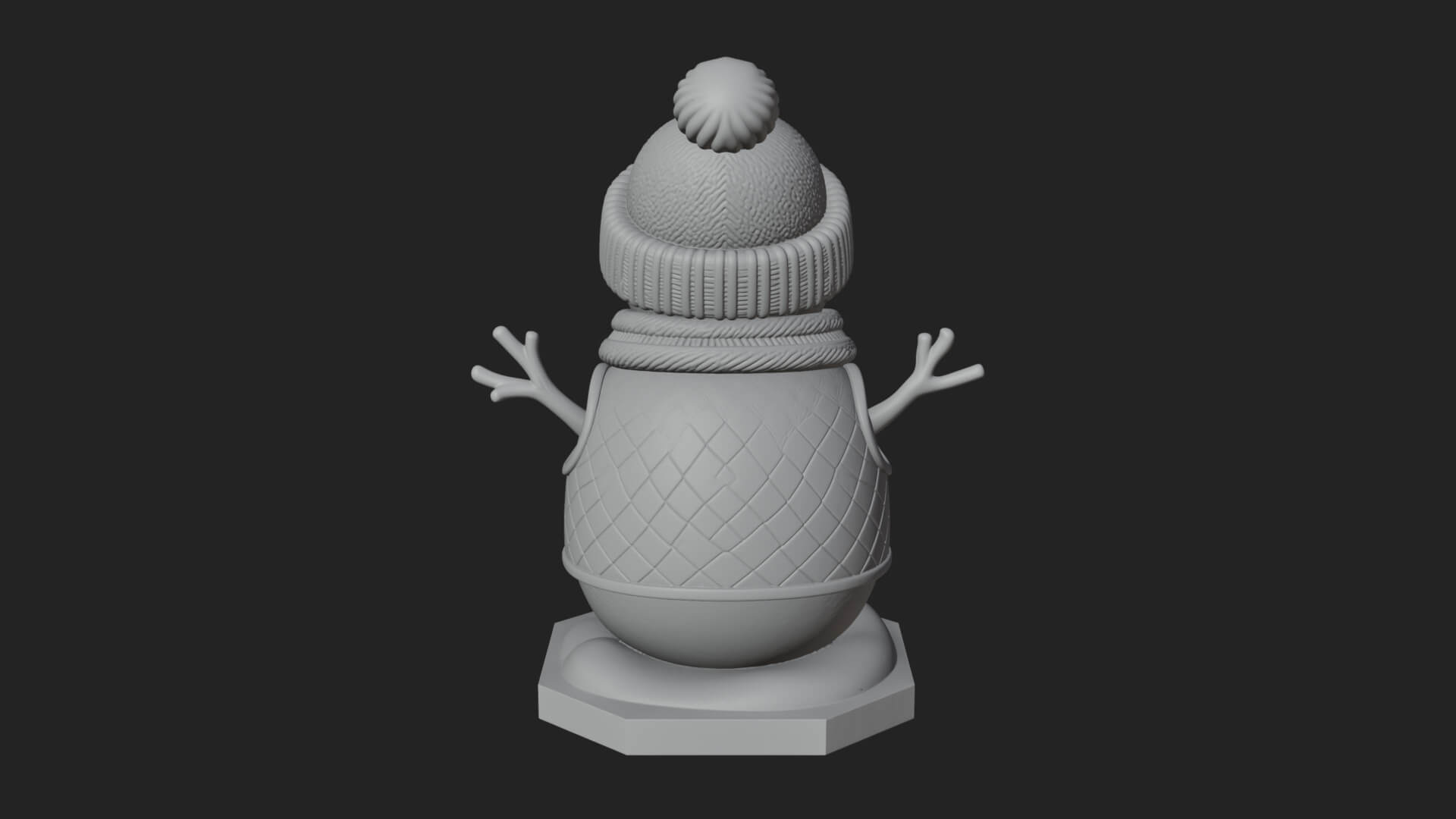 Knit Hat Snowman Statue Design 22 3D Print Model 3D Model