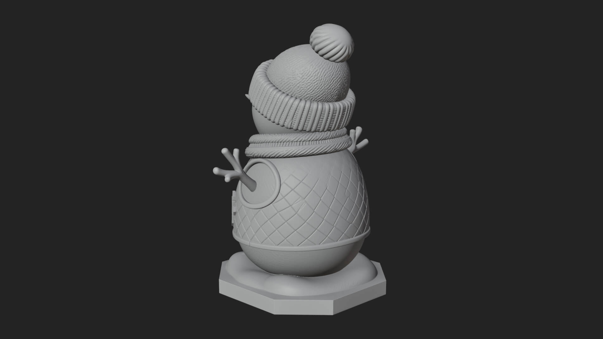 Knit Hat Snowman Statue Design 22 3D Print Model 3D Model