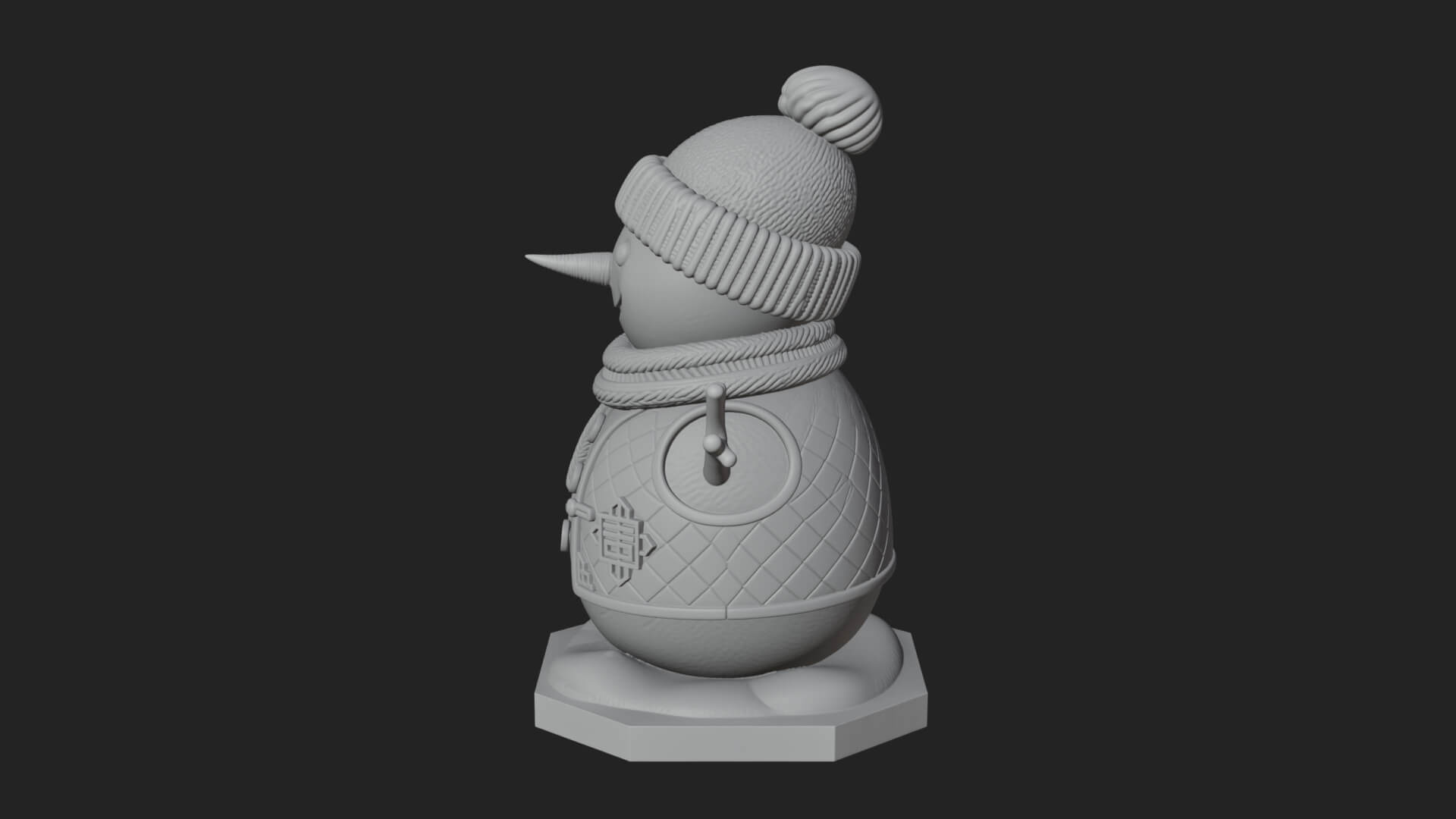 Knit Hat Snowman Statue Design 22 3D Print Model 3D Model