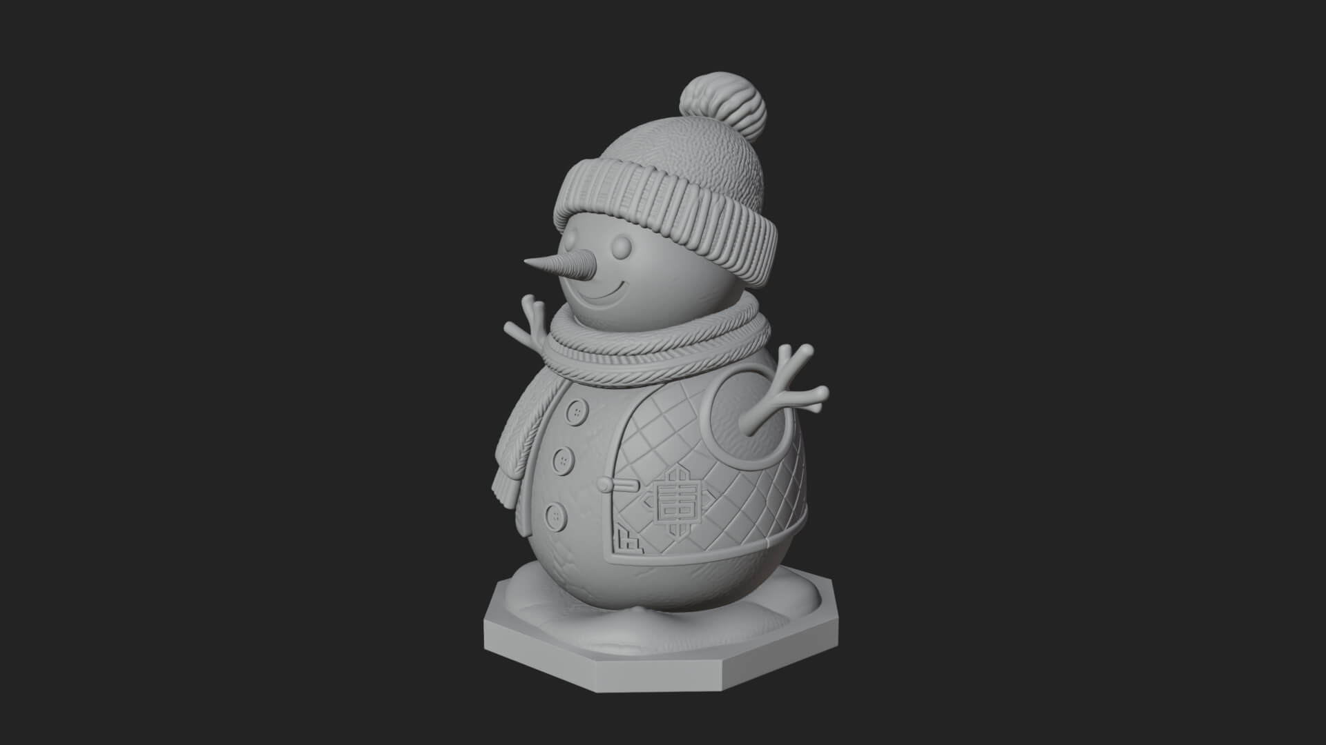 Knit Hat Snowman Statue Design 22 3D Print Model 3D Model