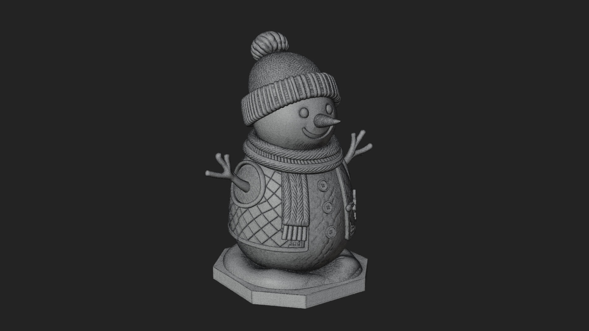 Knit Hat Snowman Statue Design 22 3D Print Model 3D Model