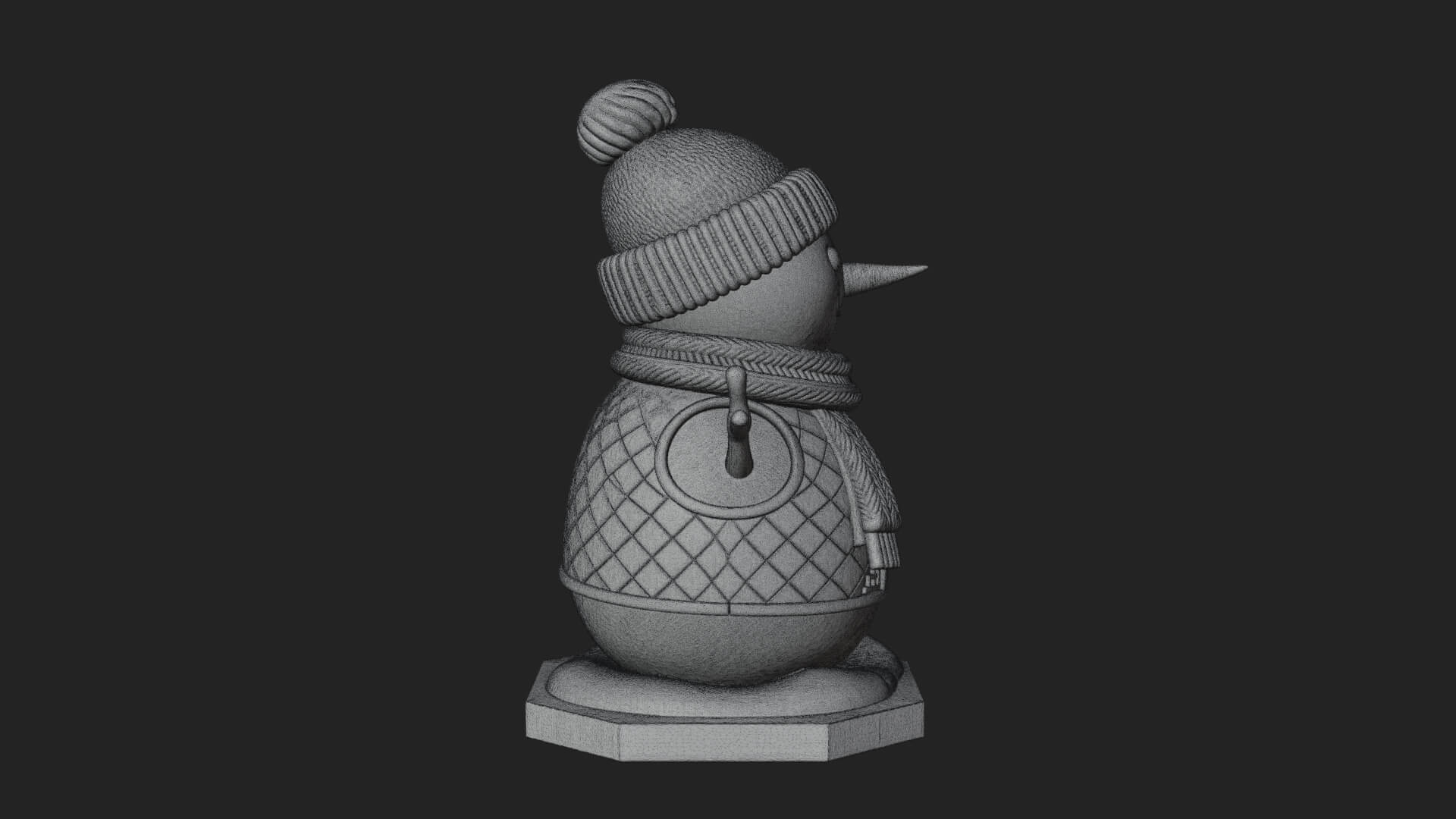 Knit Hat Snowman Statue Design 22 3D Print Model 3D Model