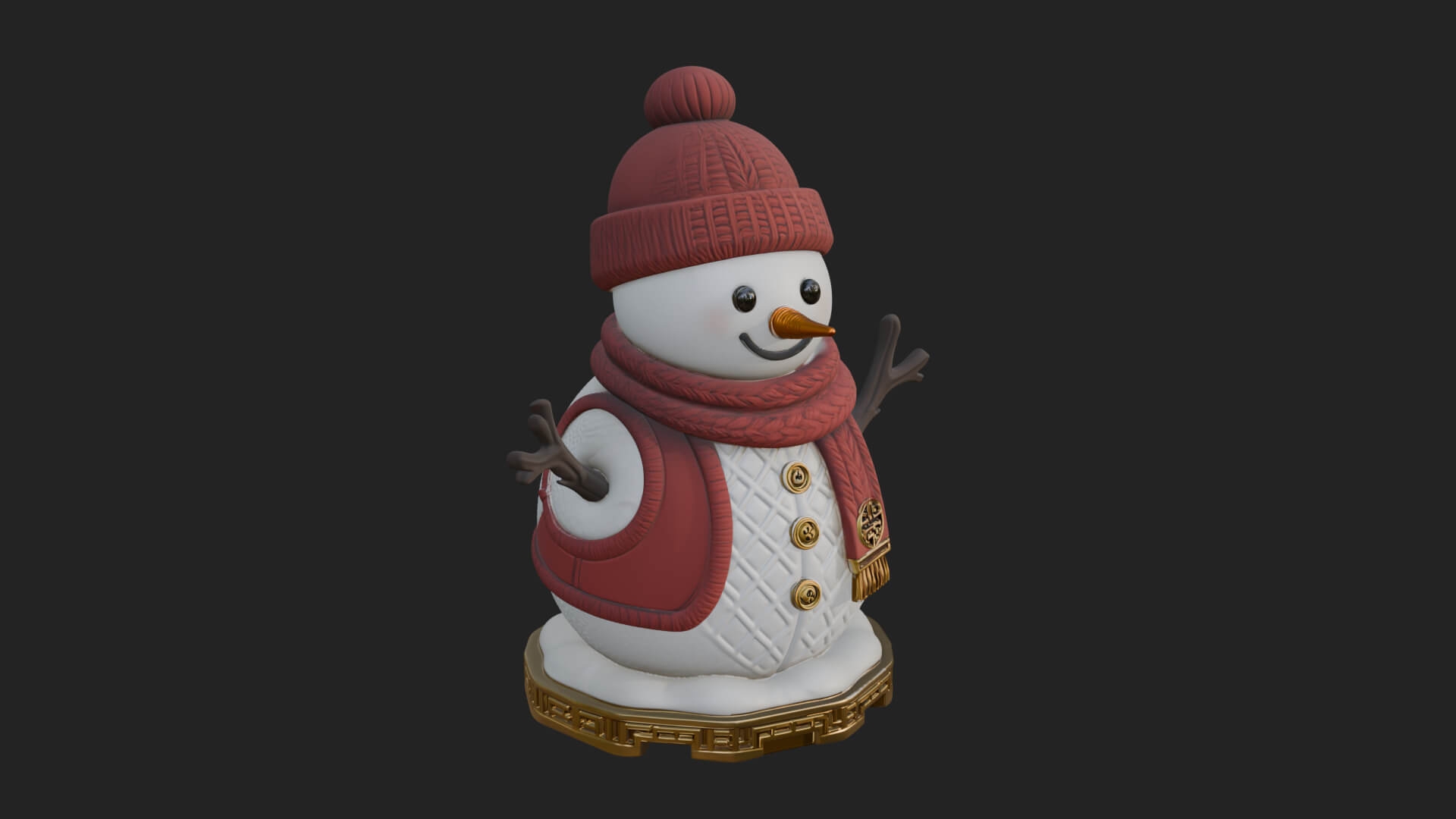 Knit Hat Snowman Statue Design 23 3D Print Model 3D Model