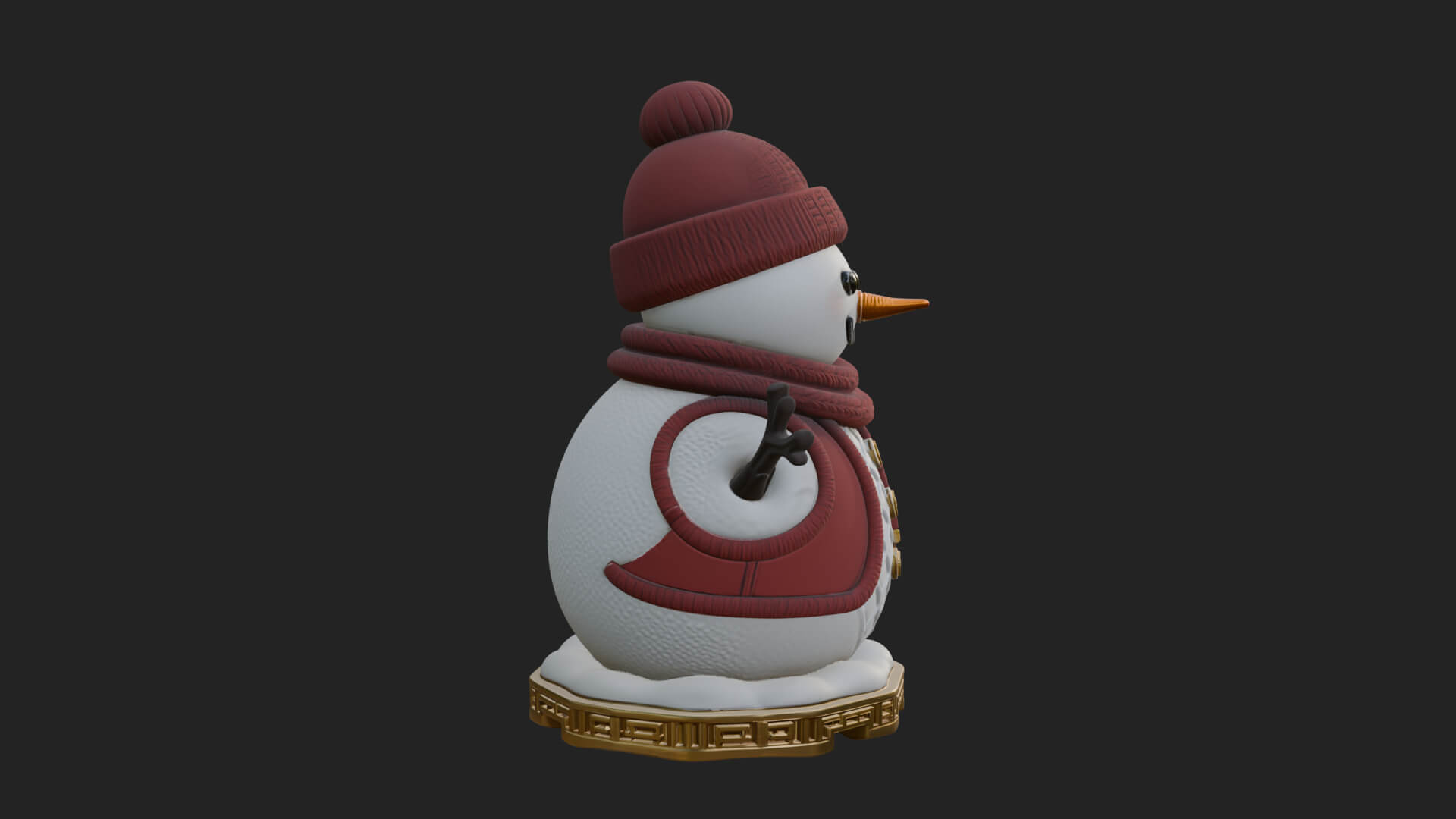 Knit Hat Snowman Statue Design 23 3D Print Model 3D Model