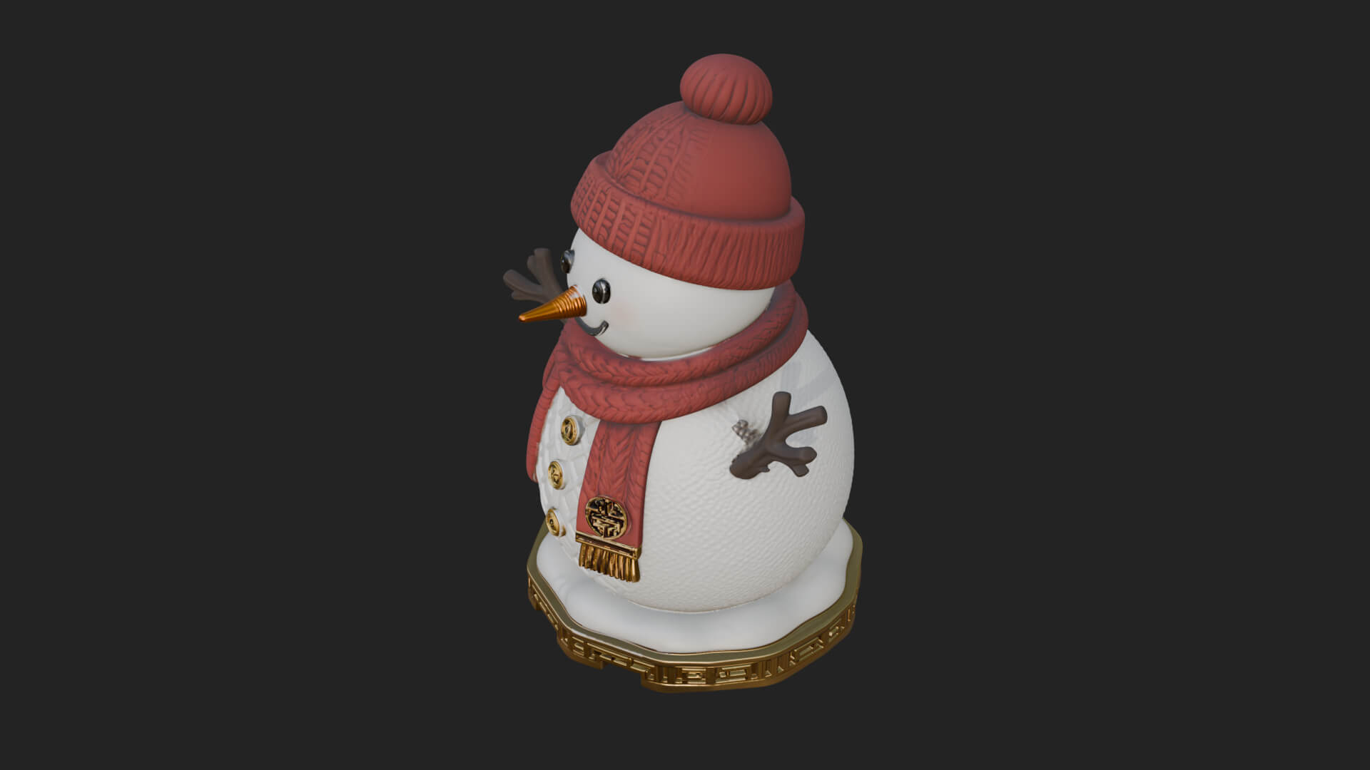 Knit Hat Snowman Statue Design 23 3D Print Model 3D Model