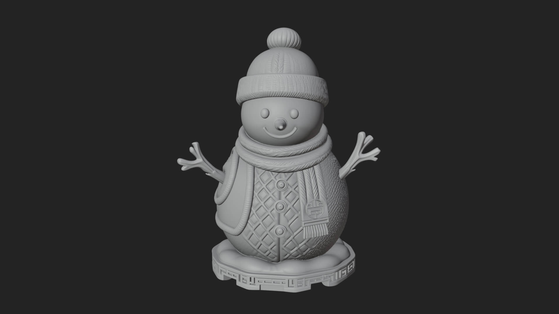 Knit Hat Snowman Statue Design 23 3D Print Model 3D Model
