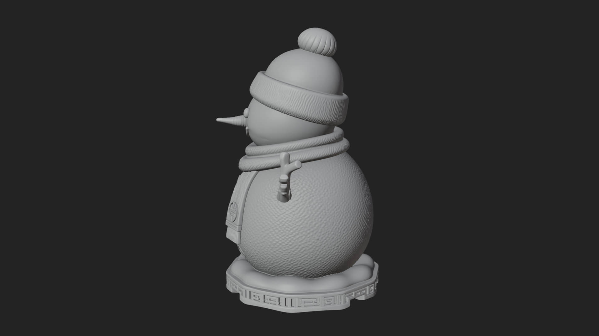 Knit Hat Snowman Statue Design 23 3D Print Model 3D Model