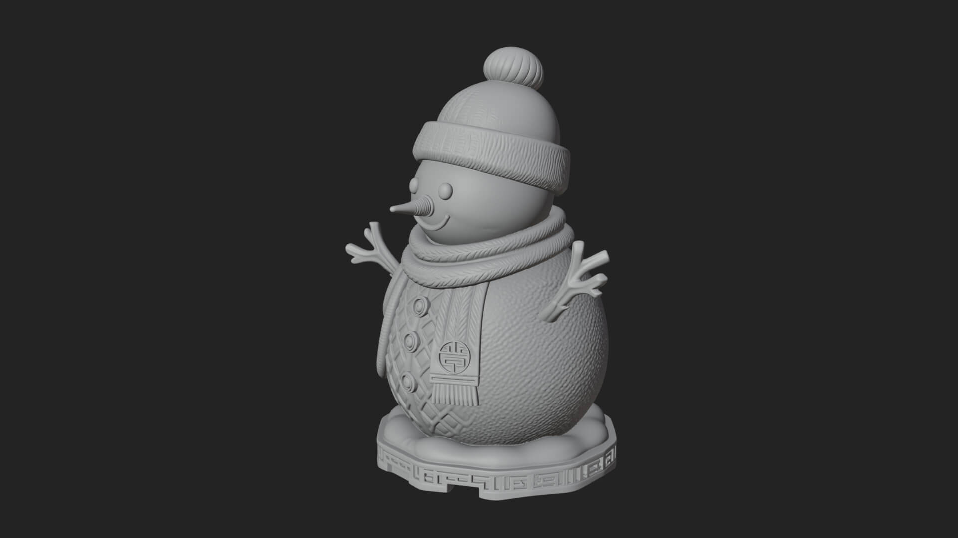 Knit Hat Snowman Statue Design 23 3D Print Model 3D Model
